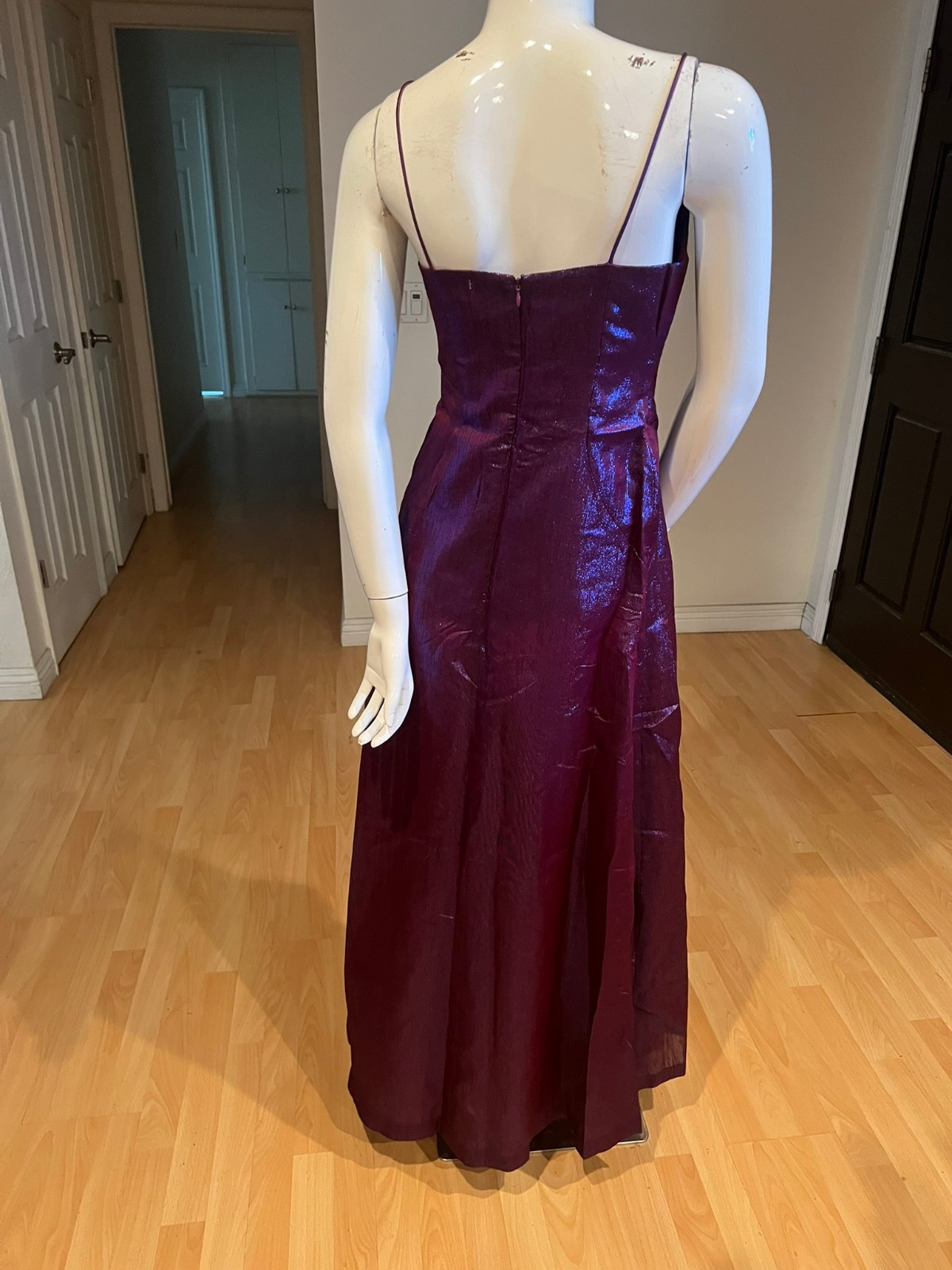 Y2K 90’S VINTAGE NICOLE MILLER IRIDESCENT MAXI DRESS GOWN SZ 6