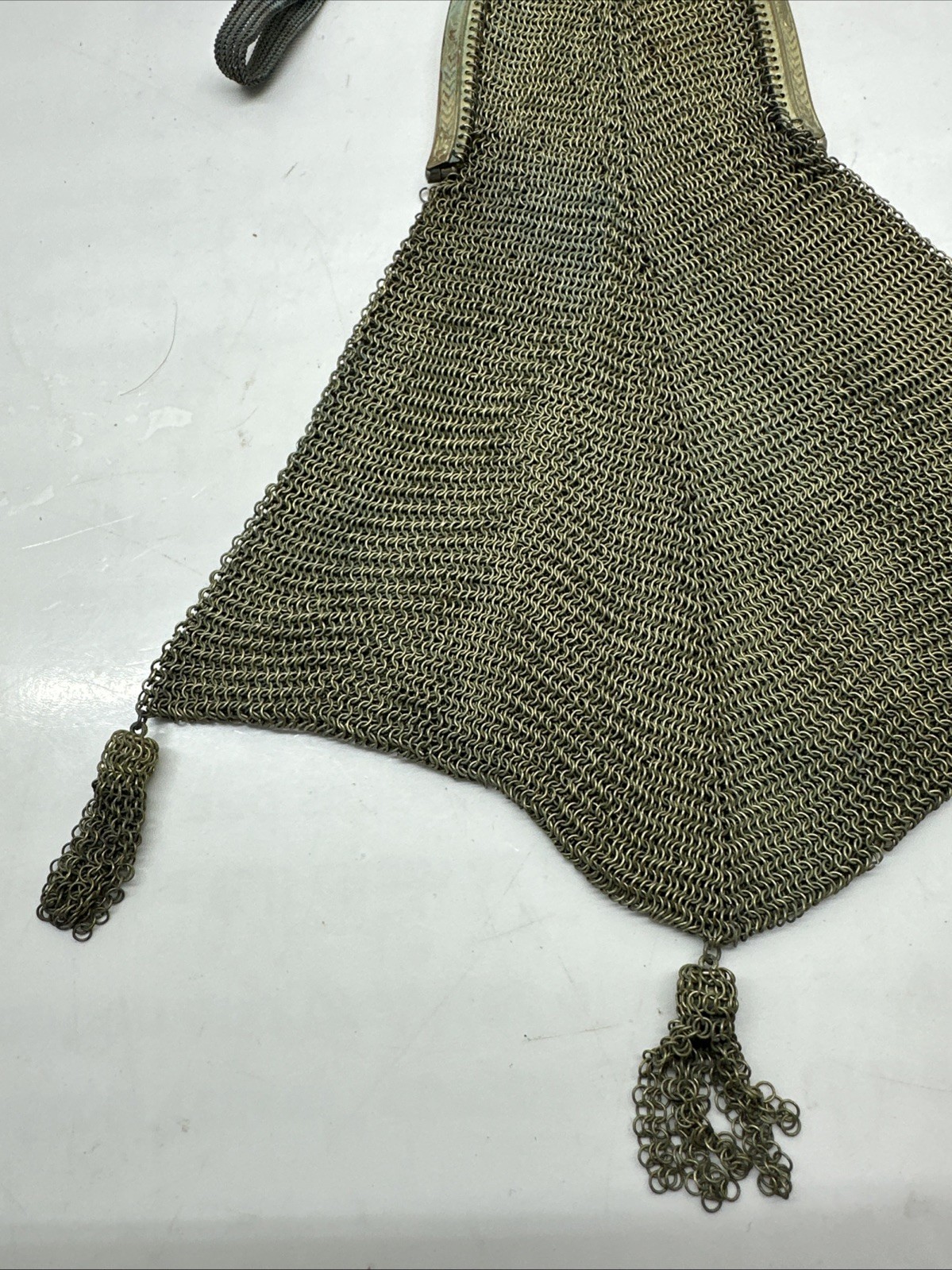 Antique 1920 Whiting and Davis Mesh Bag fine chain mail gold tone flapper purse