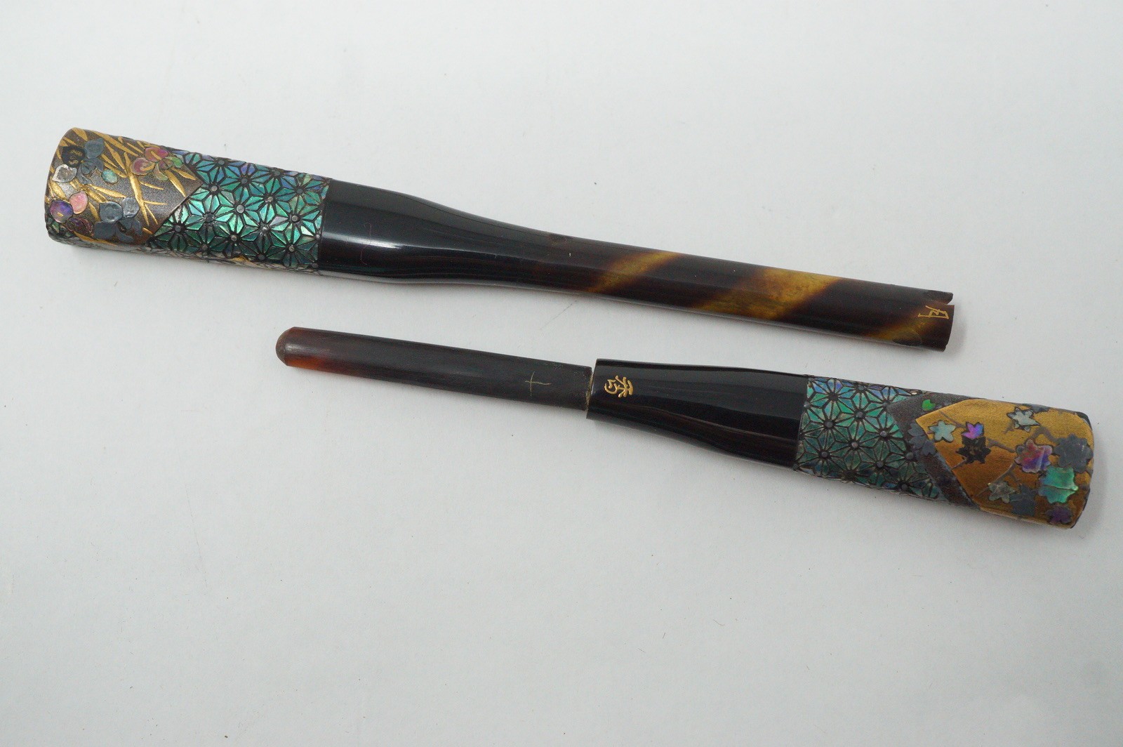 Japanese Hairpin & Haircomb Set Kougai Natural Materials & Signed 0611G15