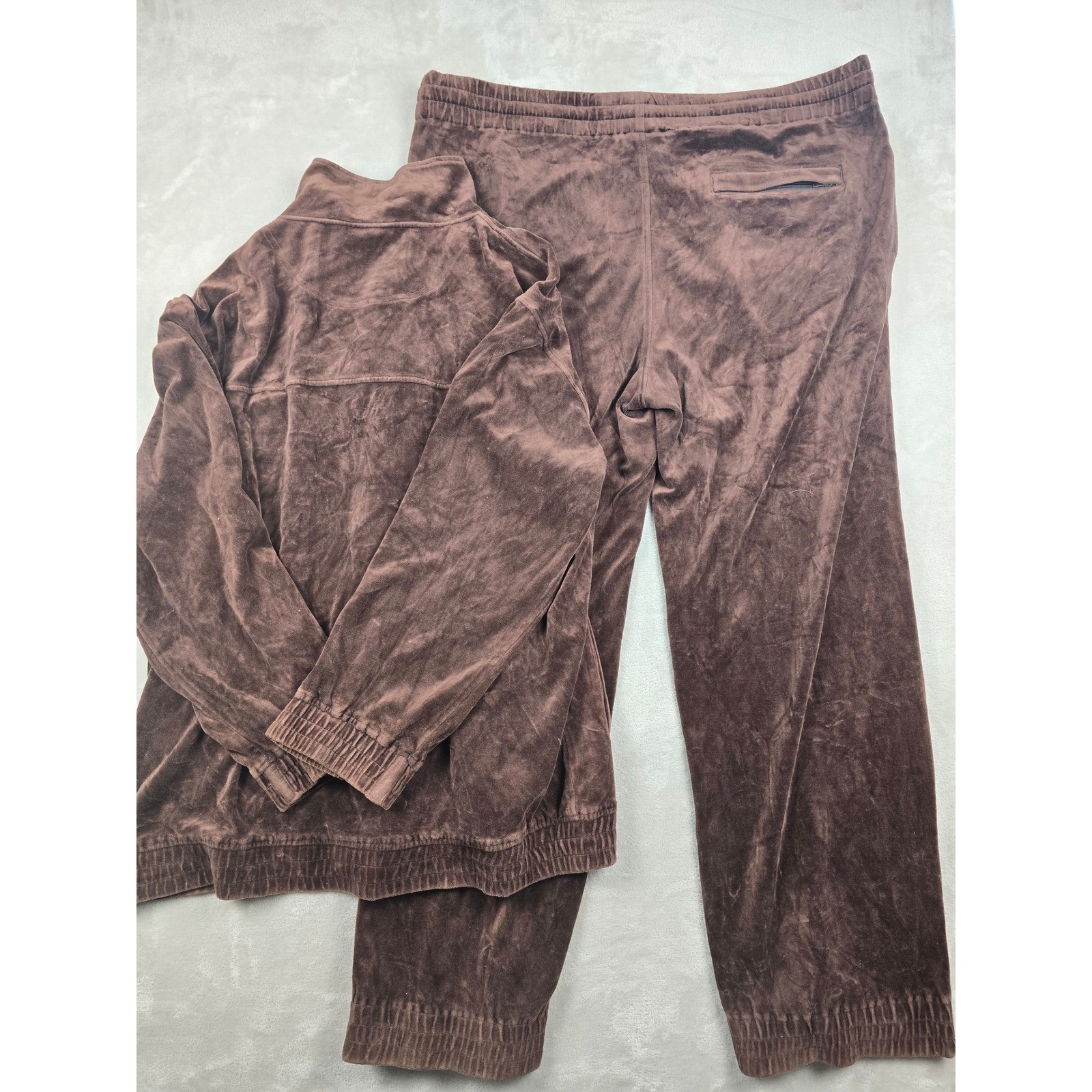 Vintage Southpole Velour Tracksuit Men 2XL Brown Full Zip Y2K Baggy Hip Hop Read