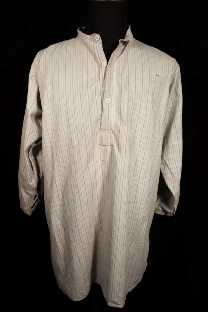 Vintage 1920’s French Cotton Long Grandfather Shirt Size Large Good Condition