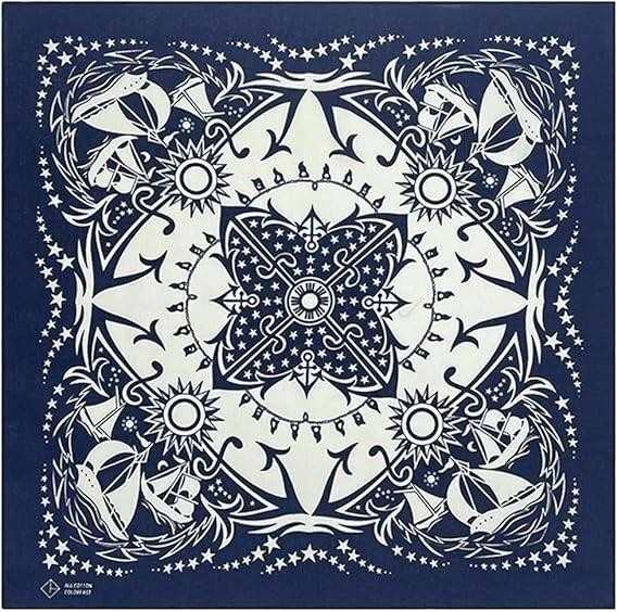 4-pack 100% Cotton Bandana Set, Vintage Graphic Print, 22×22 Inches