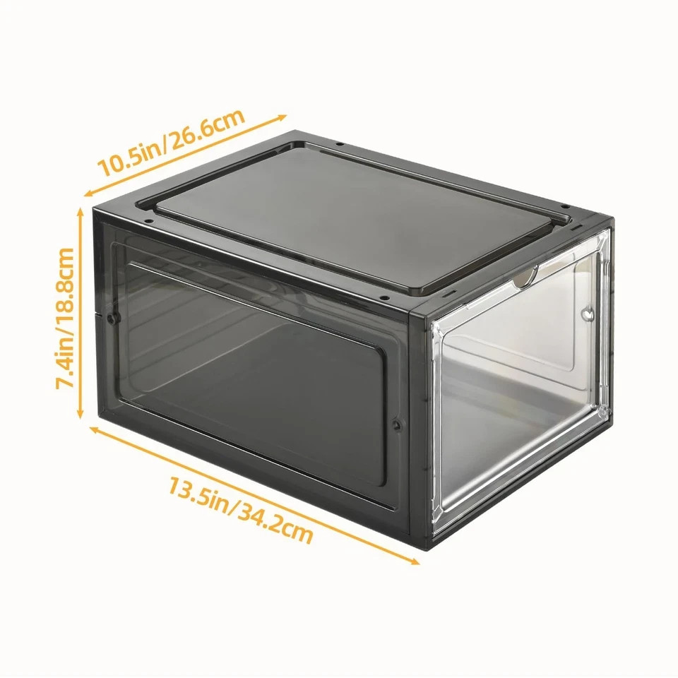 Hat Organizer Box,Stackable Clear Baseball Caps Holder 2 pack, black clear