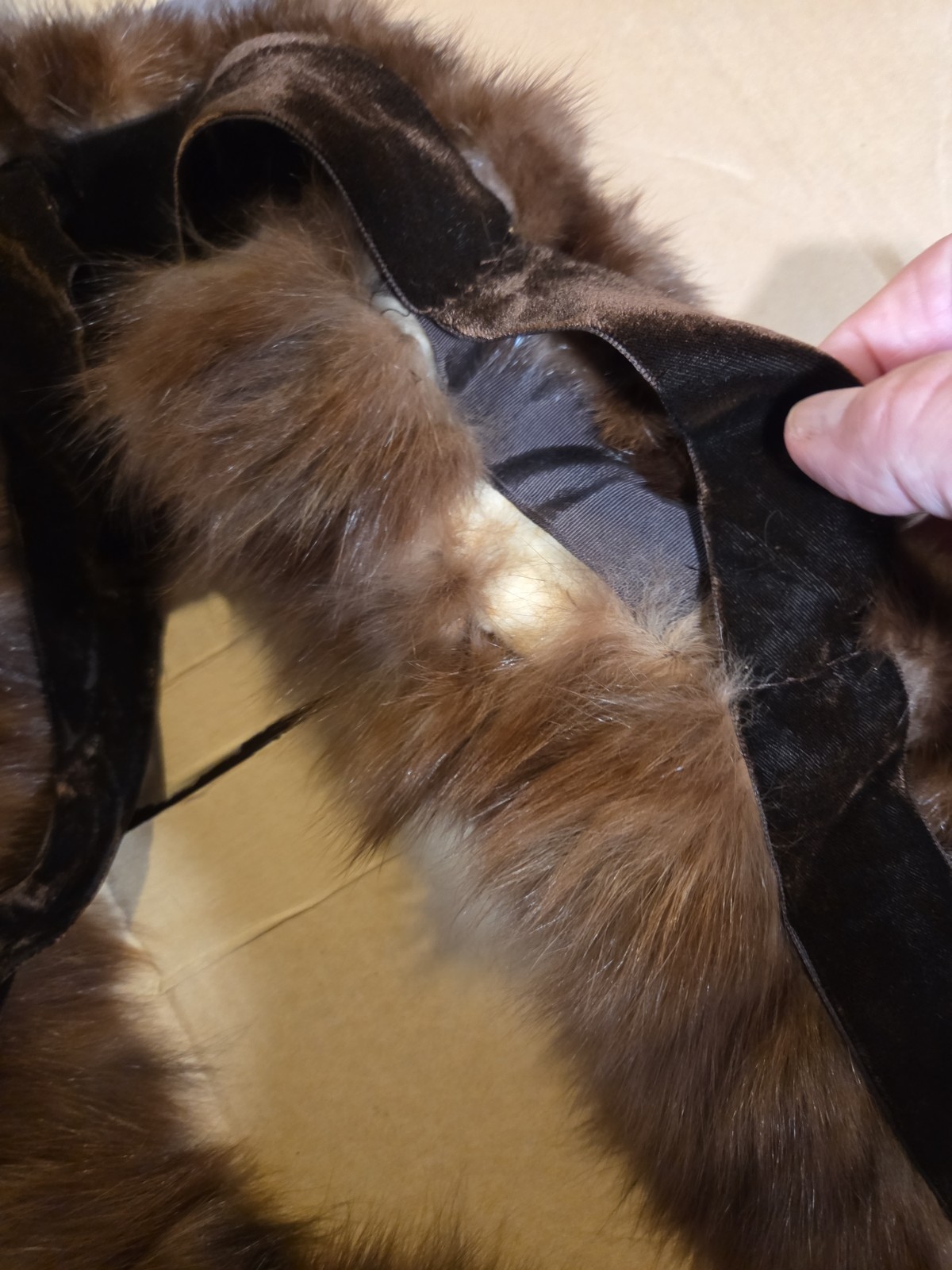 Vintage 41″ Original Fur Collar Shawl Stole Scarf
