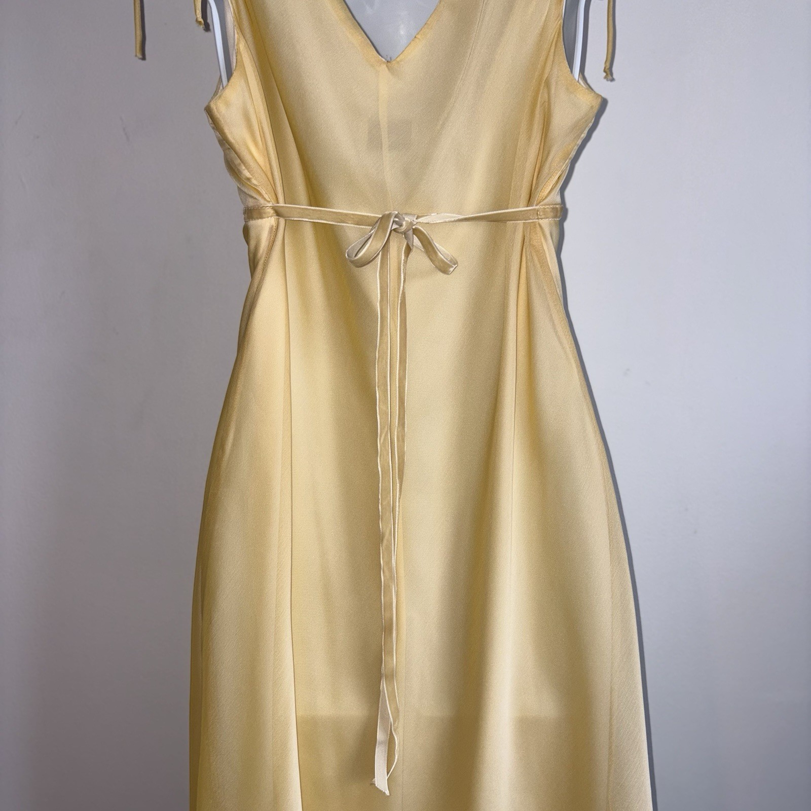 VTG Studio Y Yellow Chiffon Midi Tie Dress Size 13/14 Fairy Boho Ethereal Y2K