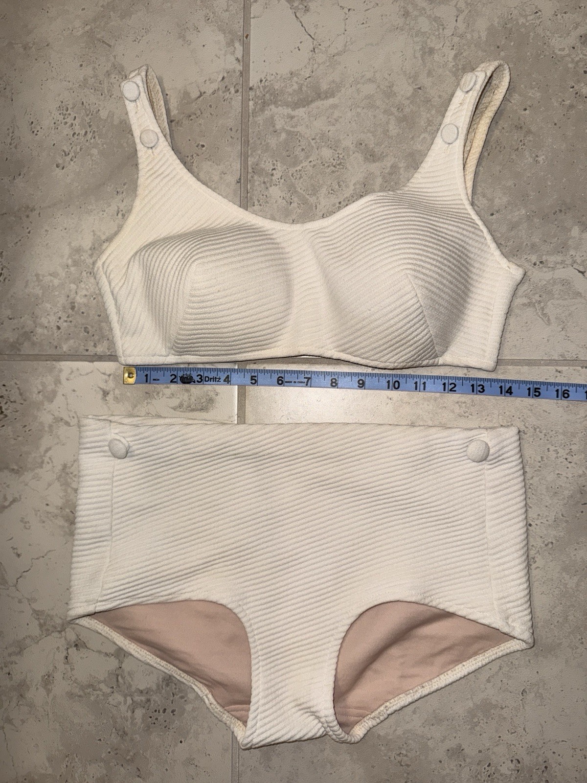 Vintage 60s 70s Roxanne White Textured Bikini Boyshort High Waist Size 12