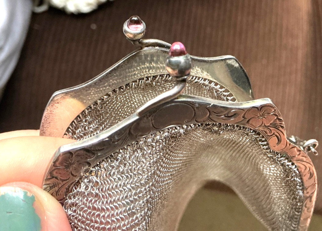 Sterling Silver Mesh Whiting Davis Purse Amethyst Clasp 114 grams Art Deco 20s