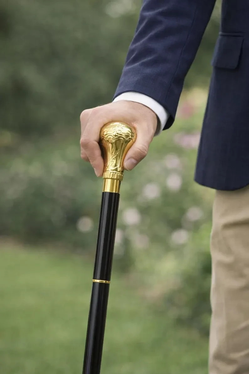 Hand-Carved Brass Cobra Walking Cane | Black Hardwood Victorian Gentleman’s Cane