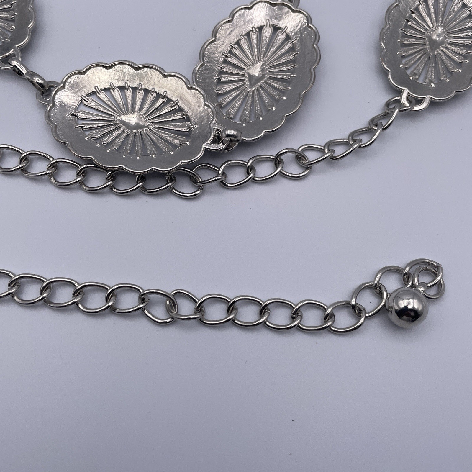 Lot of 3 vintage & Modern Silver Tone Concho & Circle Chain Belts