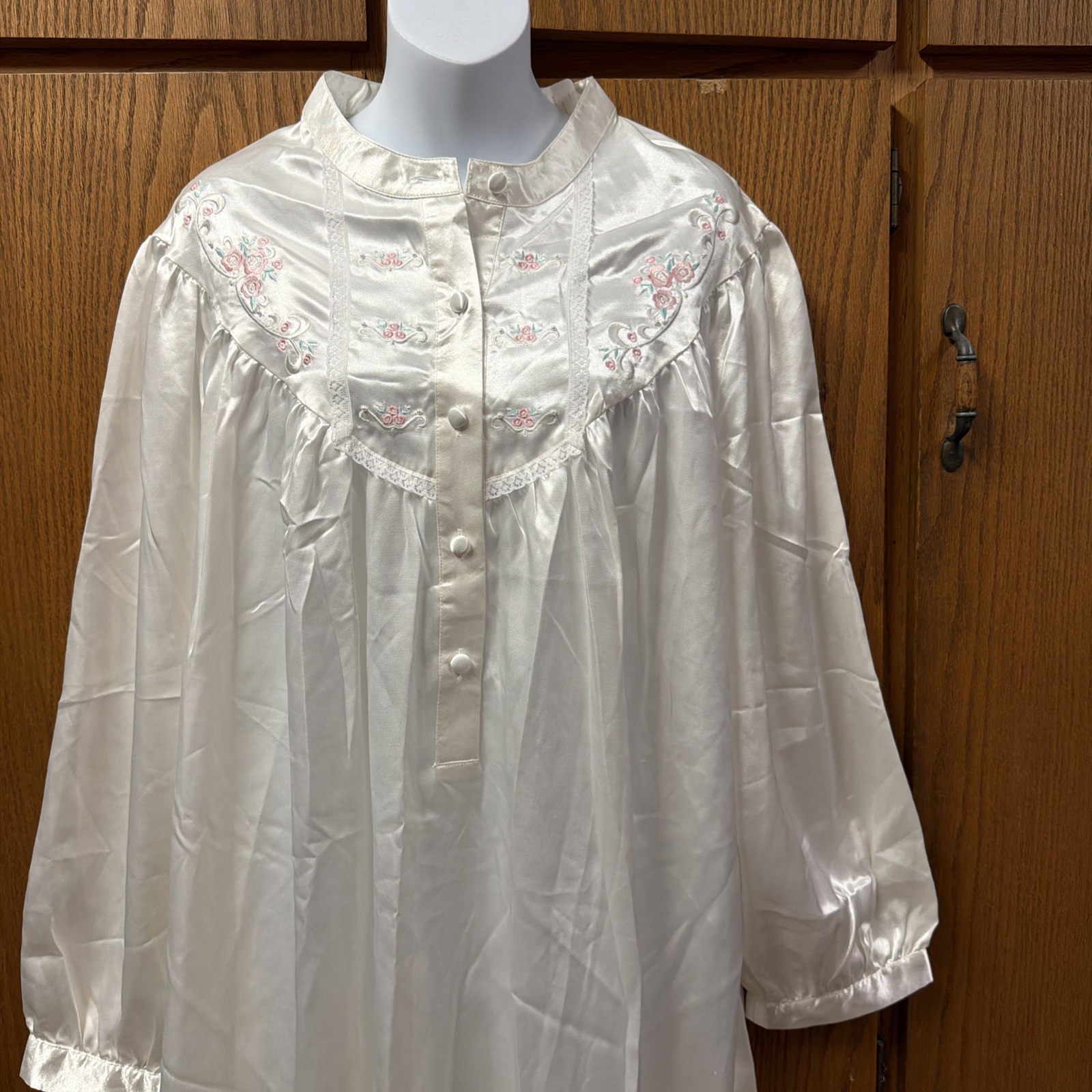 Vintage Ashley Taylor Plus Brushed Satin Maxi Nightgown 2XL NOS