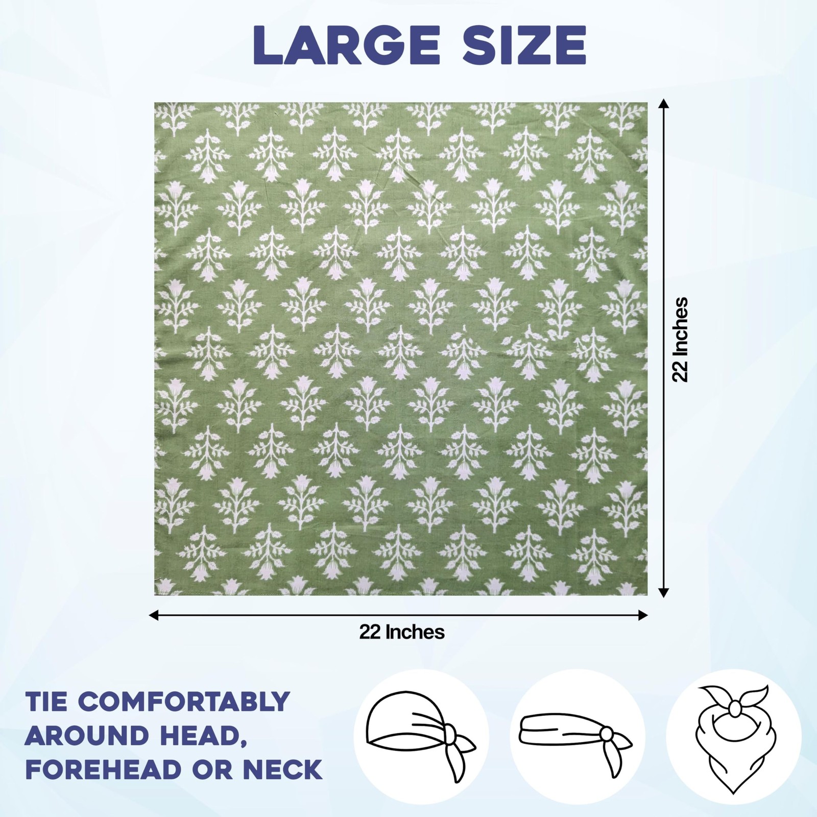 AVKA Studio 100% Cotton Bandanas for Women & Men, 2 Pack 20×20 Inch, 22×22 in…