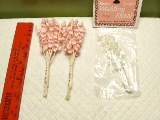 2 Unused VTG Millinery Bunches Pink Lily Of Valley & Pk. Of Floral Beads KOREA