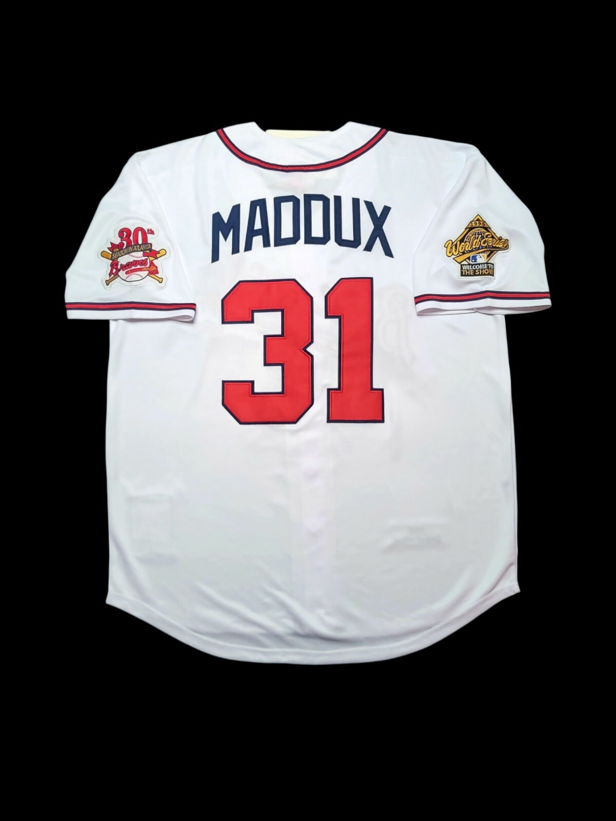 Greg Maddux Atlanta Braves 1995 Men’s Home White World Series Baseball Jersey