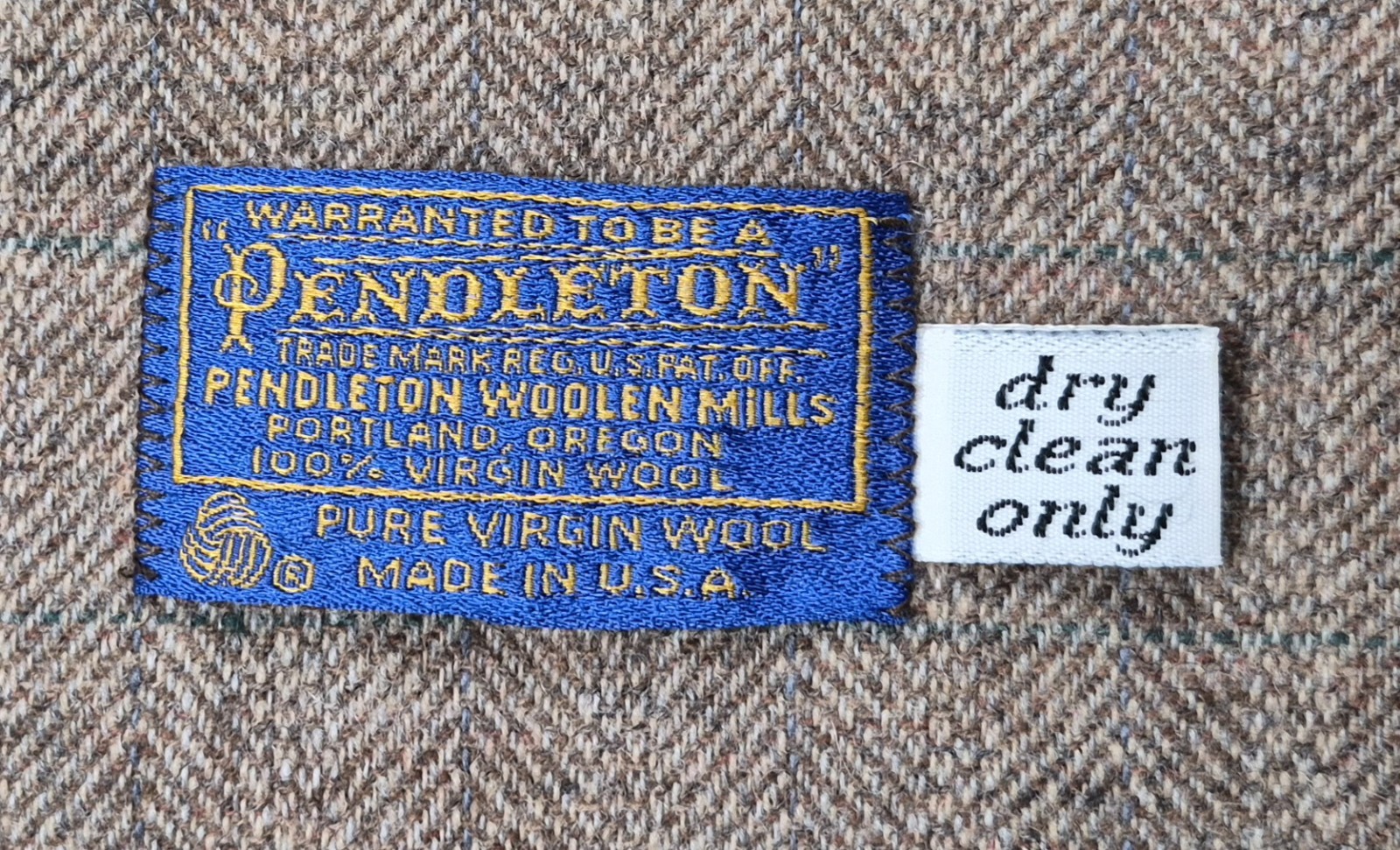 Vintage Pendleton 100% Wool Scarf Herringbone Fringe 46×12