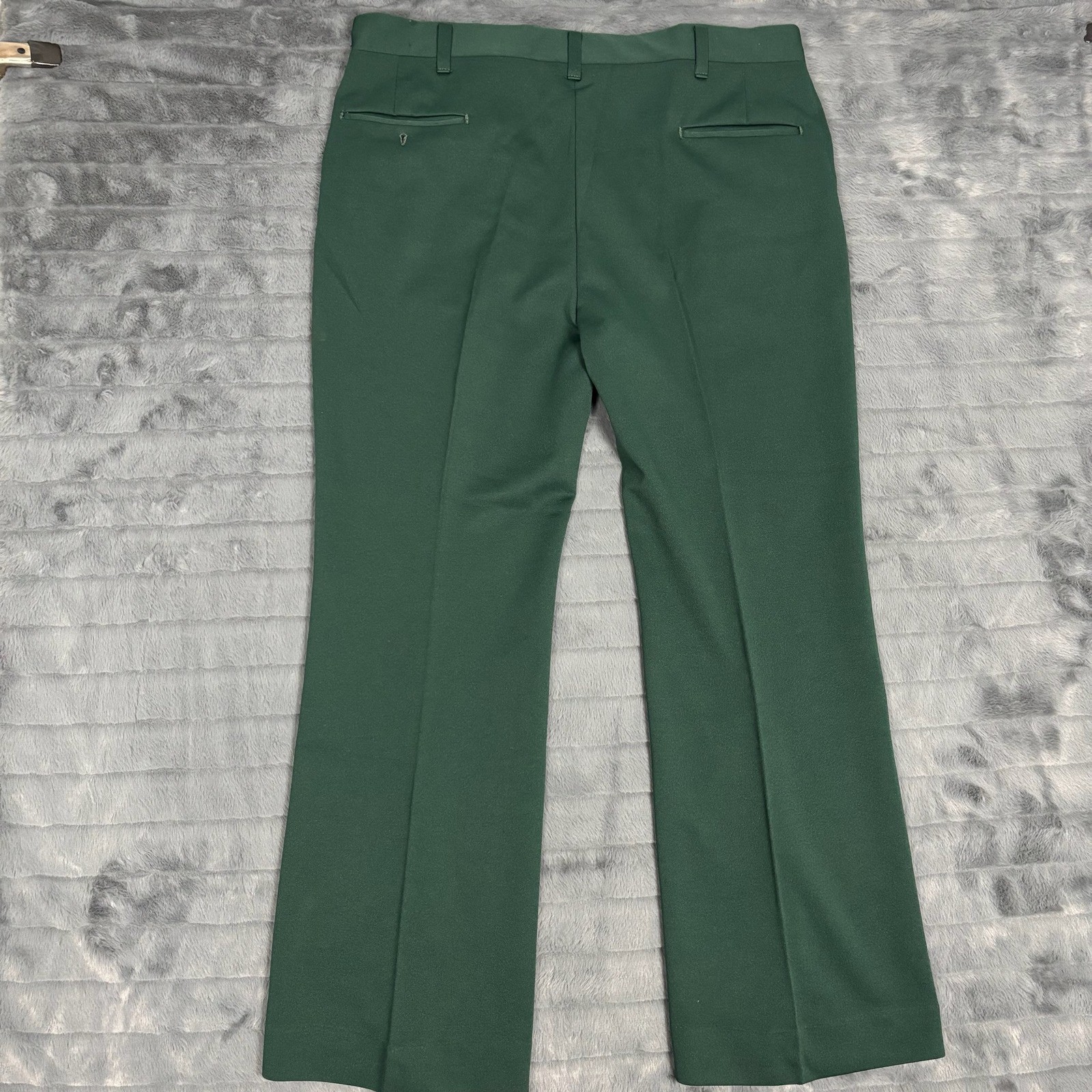 Vintage Haggar Slacks Mens Green Flat Front Flare Leg Trousers Made in USA 40×29