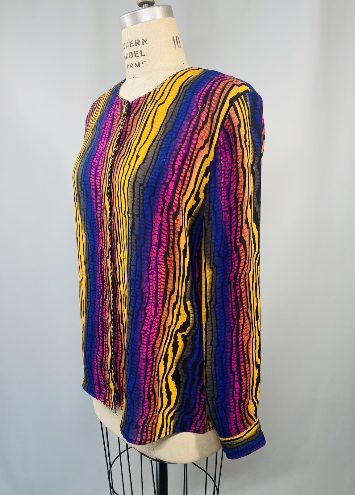 Vintage Blouse SIZE 12 LARGE rainbow bright CHRISTIE & JILL 80s 90s
