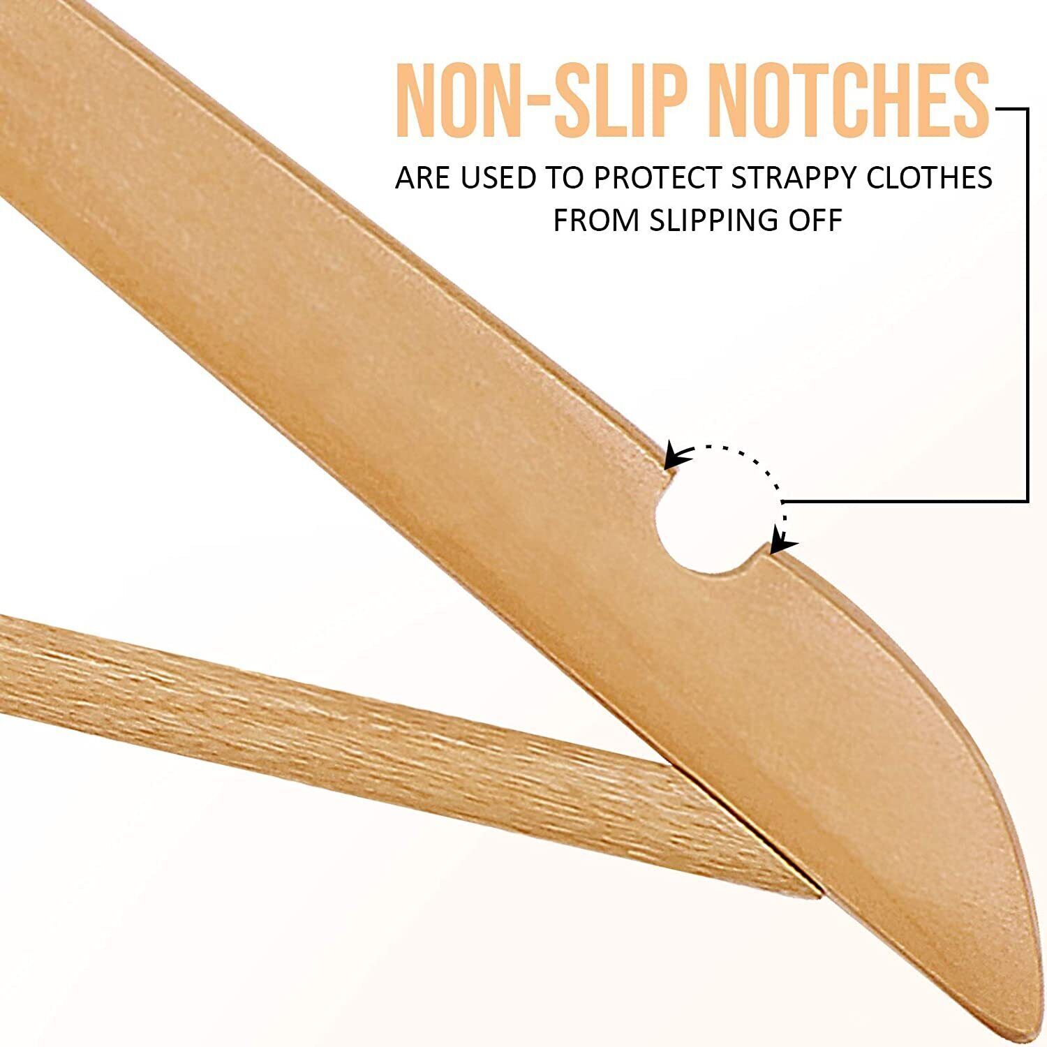 Premium Wooden Hangers 50 Pack Non-Slip Coat Clothes Hangers w/360° Swivel Hook