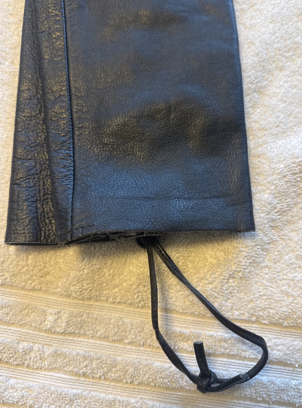 Vintage 80s/90s KOOKIE High-Waisted Leather Pants Tie Legs Size 33 Glam Rock
