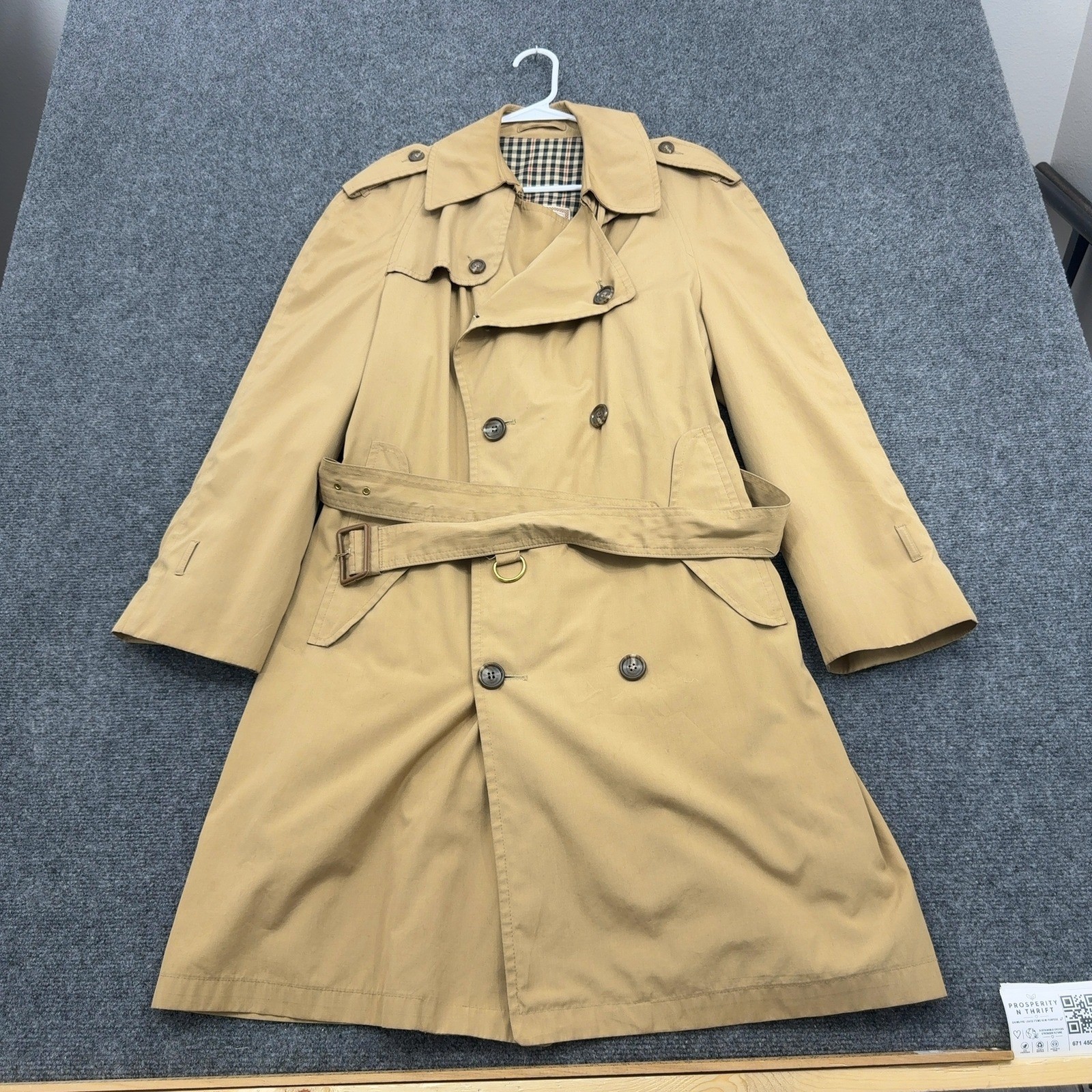 Vintage Gleneagles Trench Coat Men 40S Tan Polyester Cotton Belted Classic Style