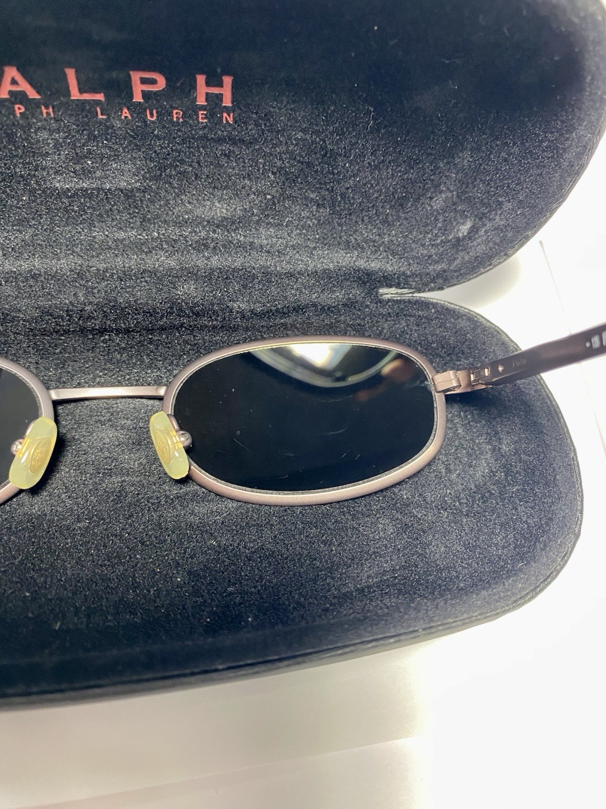 Vintage RALPH LAUREN Sunglasses Oval Metal Brown 948/S 9CX 49-21 90s Y2K Case