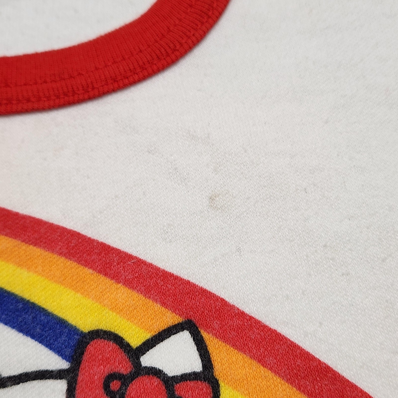 Vintage 80s Hello Kitty Rainbow Ringer Tshirt White Sanrio Toddler Graphic 2-4y