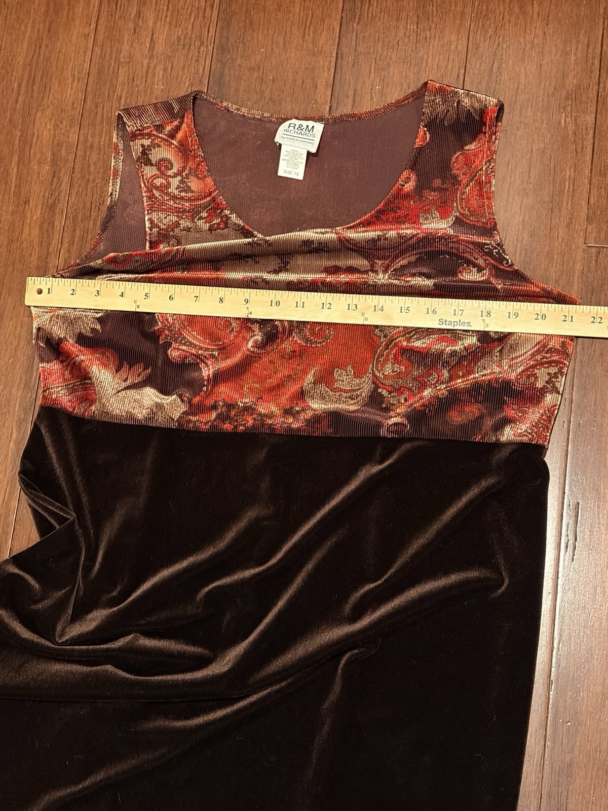 Vintage R&M Richards Velvet 2pc Dress Jacket Set Paisley Size 16 USA