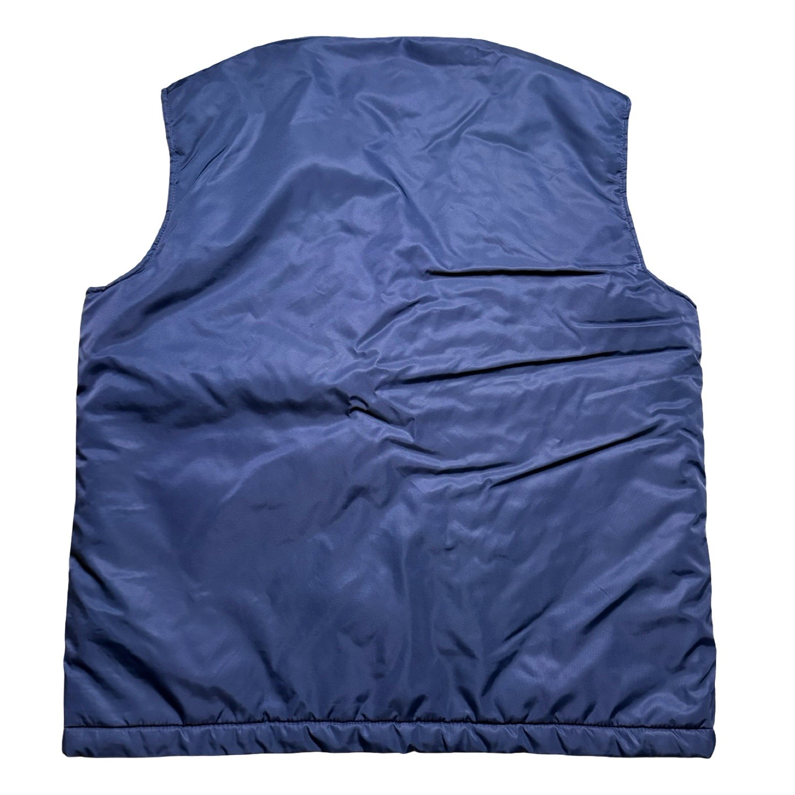 Sears Work Leisure Quilted Vest Navy Blue Full Zip Pocket Nylon Polyester VTG