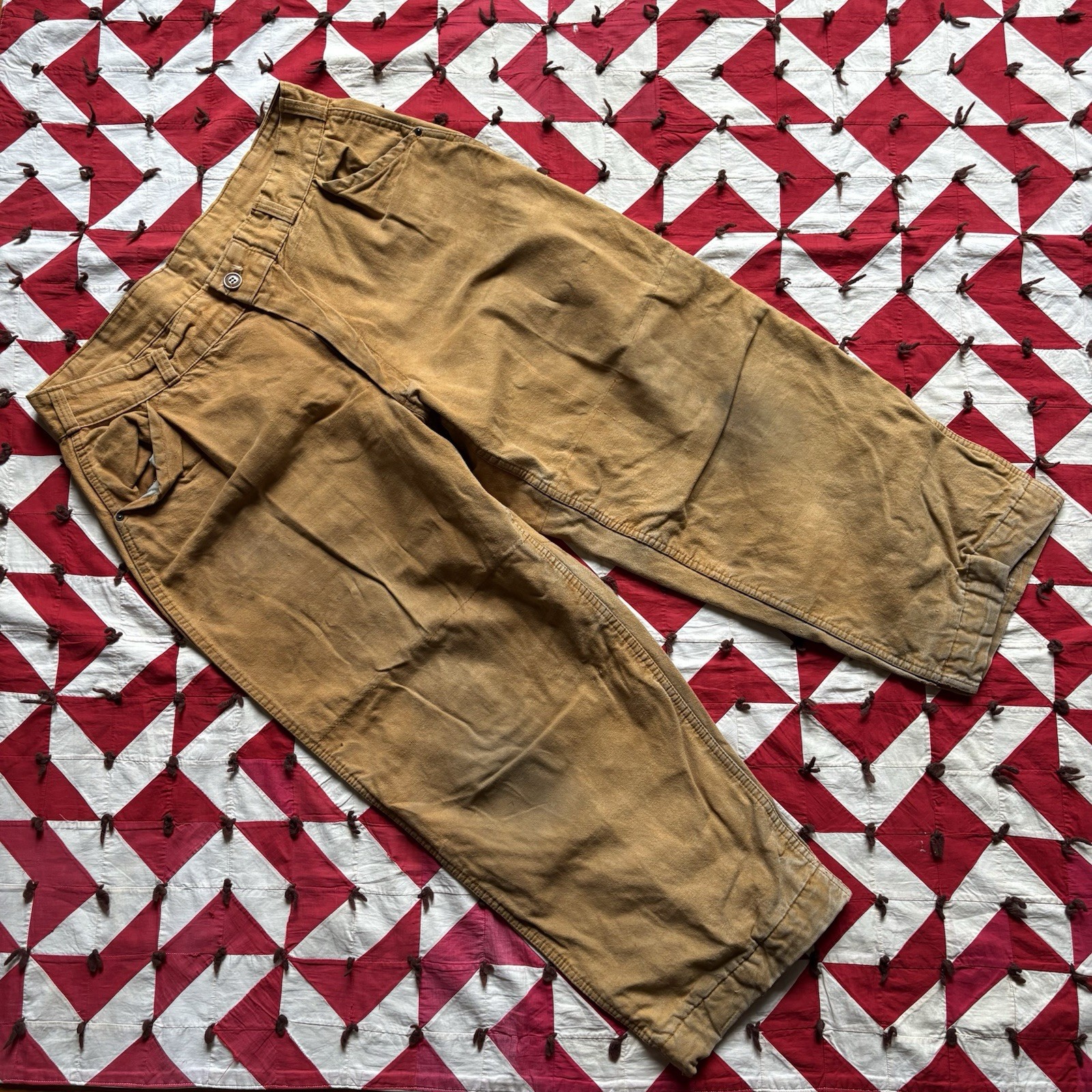 Vintage American Field Canvas Hunting Pants Mens As Is Worn Beige