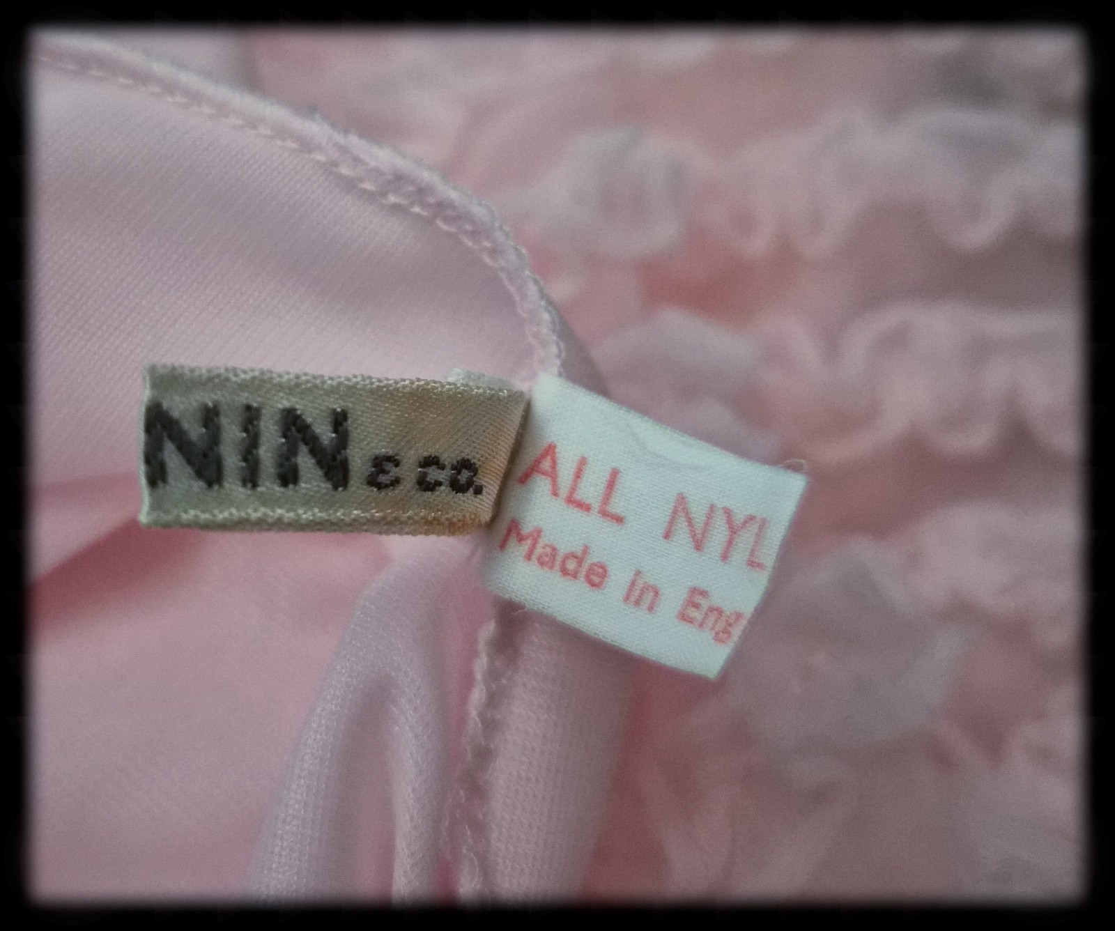 60s Vintage ENGLAND Sheer CHIFFON Pink NYLON Babydoll Dress POOFY Bows Lace M/L