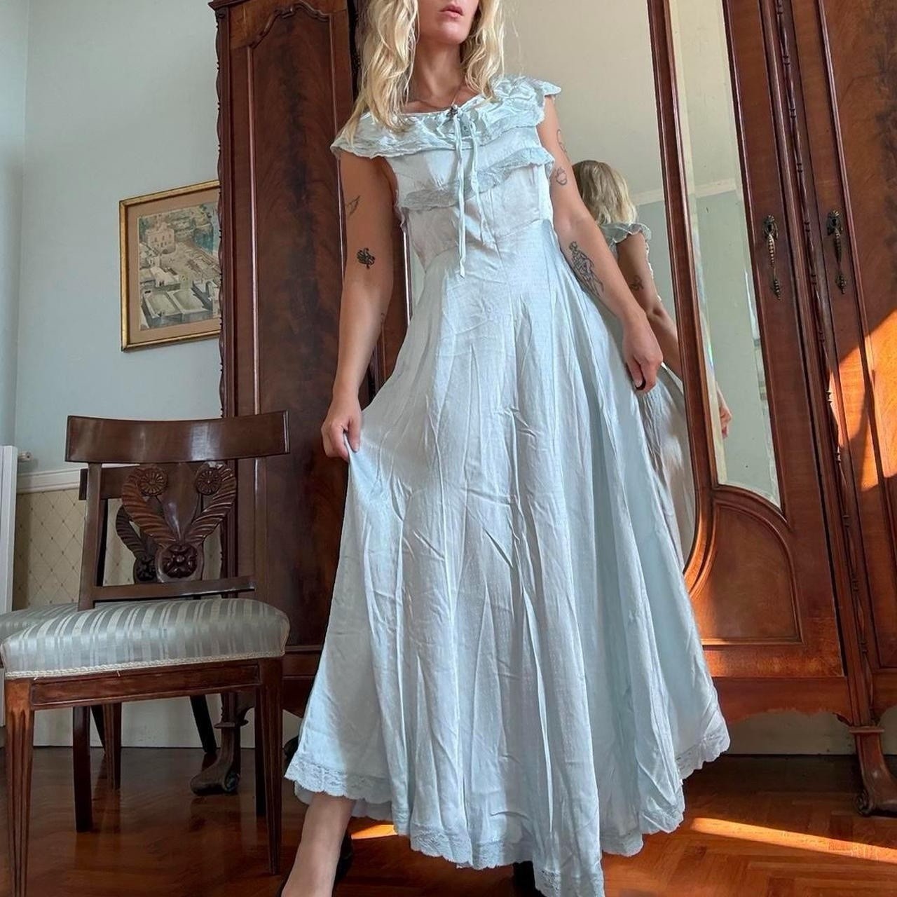 1940’s Blue Ruffle Gown