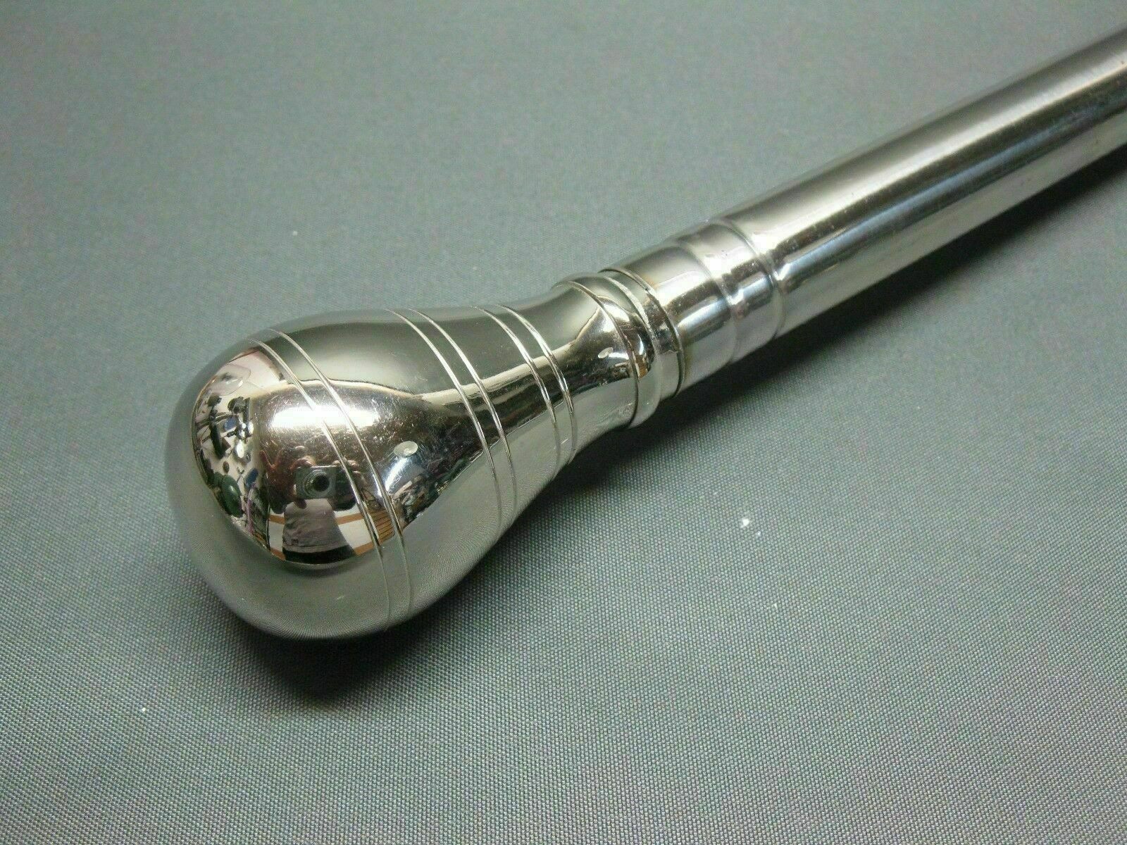 Stainless steel Round Head Walking Stick Hiking Cane 94cm Handmade Gift Unisex