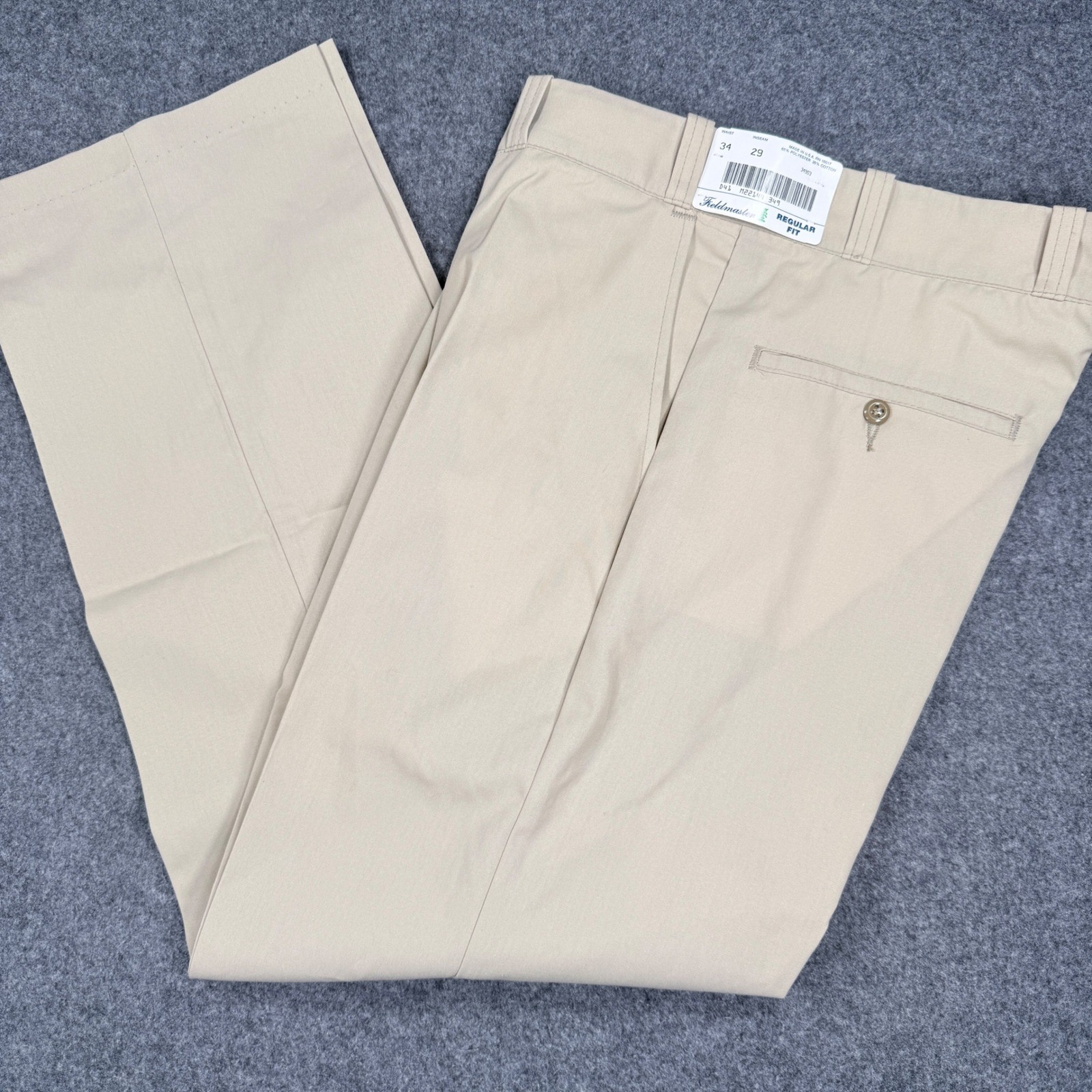 Vintage Fieldmaster Sears Perma-Prest Khaki Pants 34×29 Tan Regular Fit USA Made