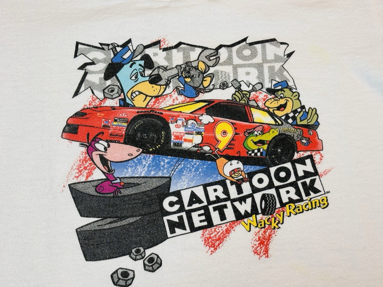 Vintage Kids Cartoon Network Wacky Racing Shirt NASCAR Hanna Barbera 1998 6/8