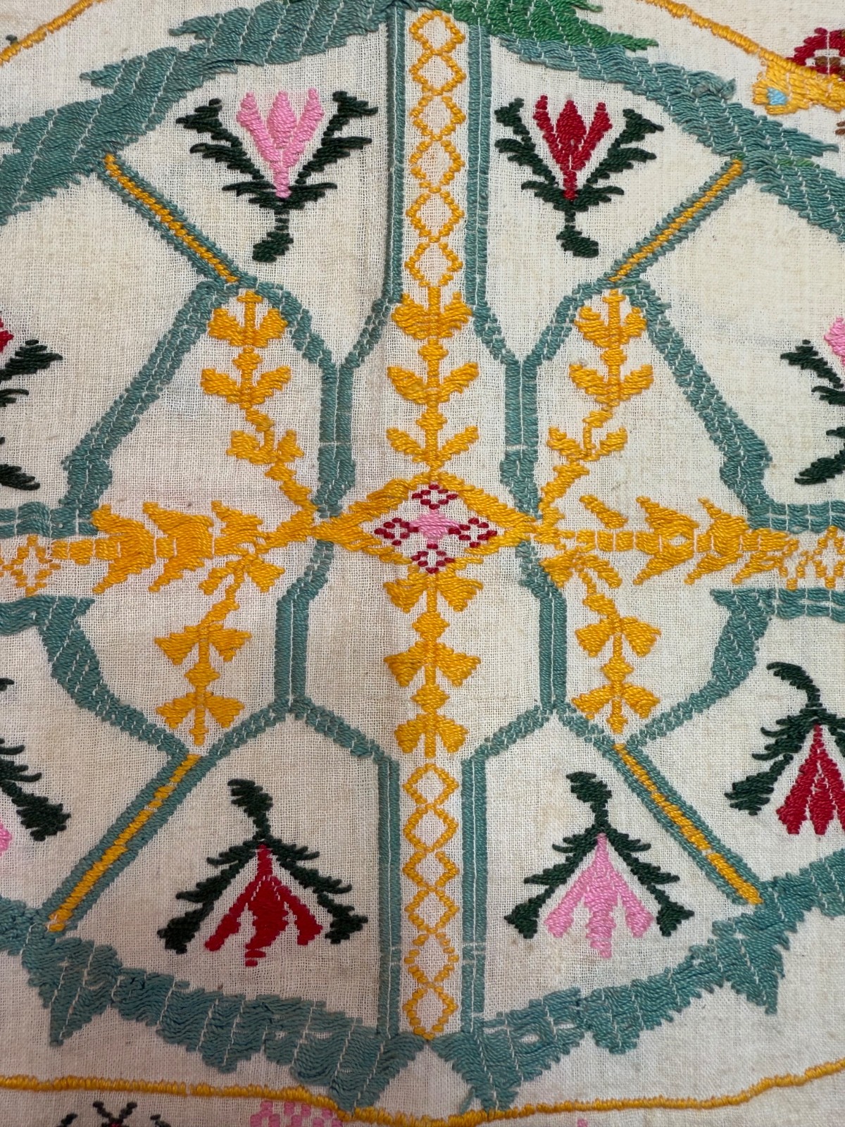 Vintage Beautiful Hand Silk Embroidered Head Cape 71×64 Cm