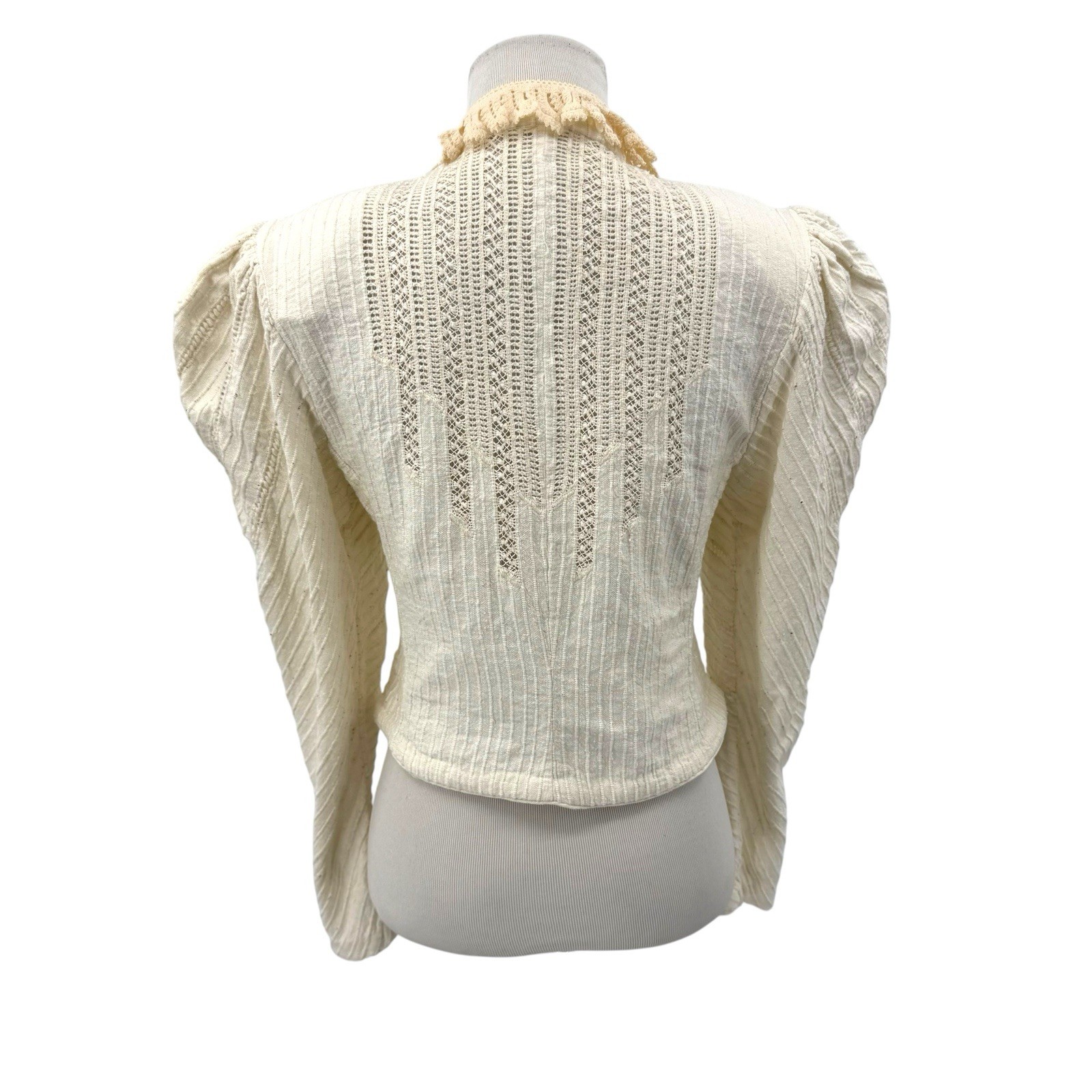 Antique Edwardian Cotton Linen Blouse Vtg Ditsy Prairie Shirt Waist Lace Crochet