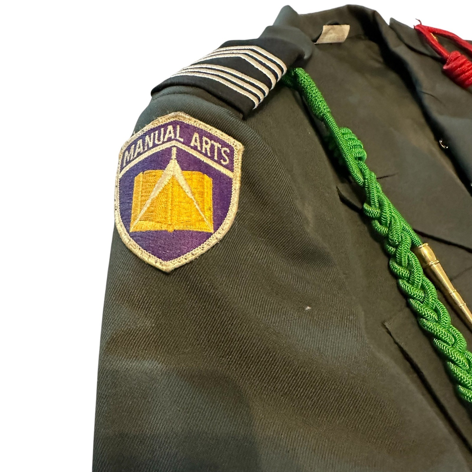 US Army JROTC Dress Uniform Coat Mens 35R Green Patches Cords Medals Insignia