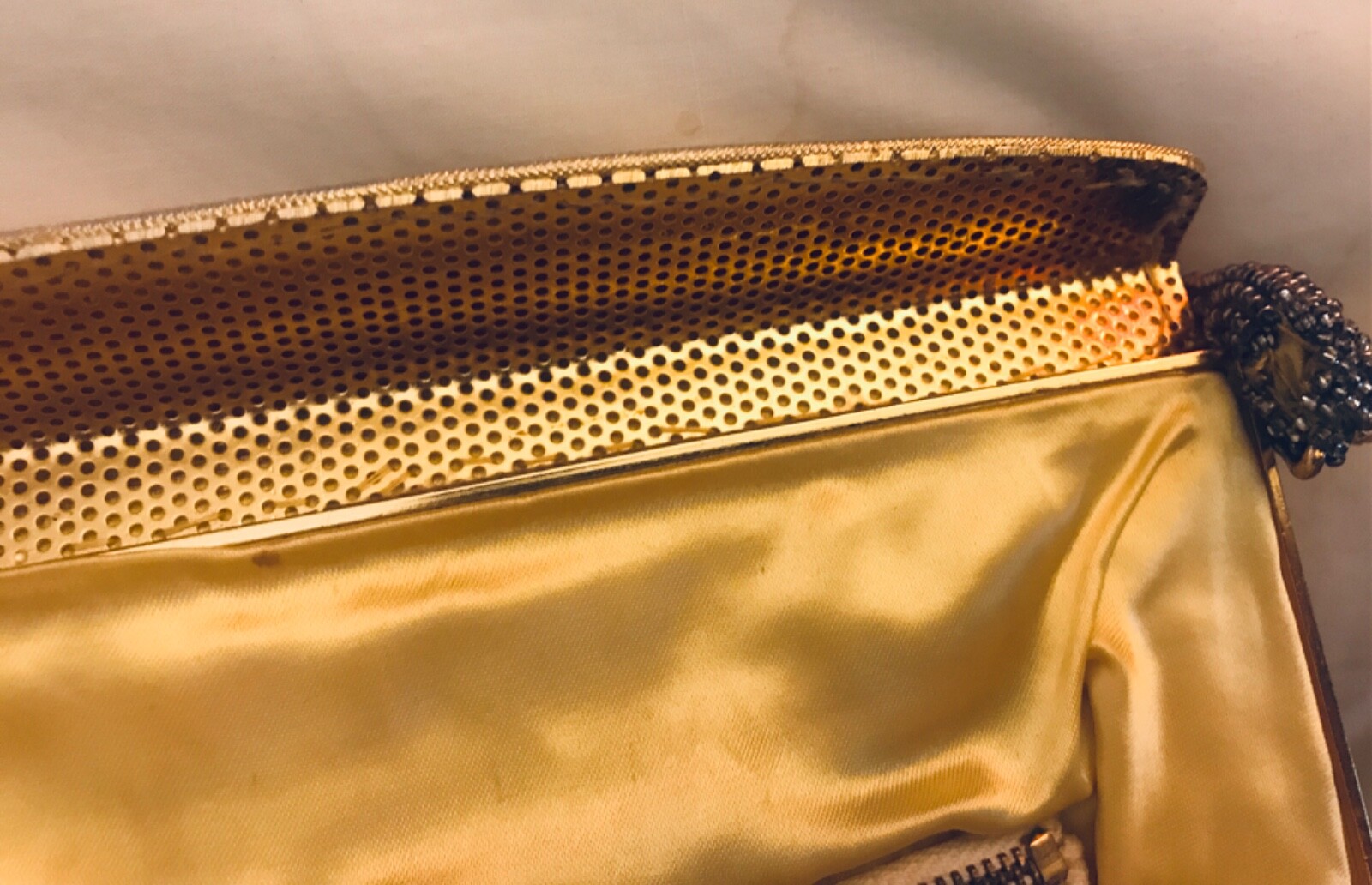 Antique Gold Beaded Evening BAG PURSE Formal Special Occasion Quality Handbag