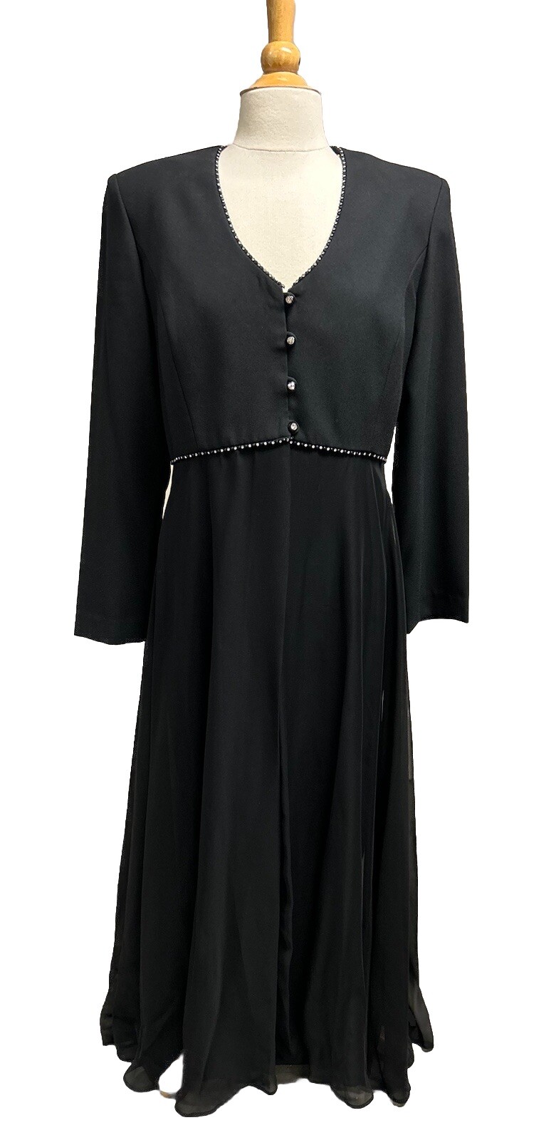 1990s Vintage Special Occasion 2-Piece Women’s Dress / Long Jacket Size 16