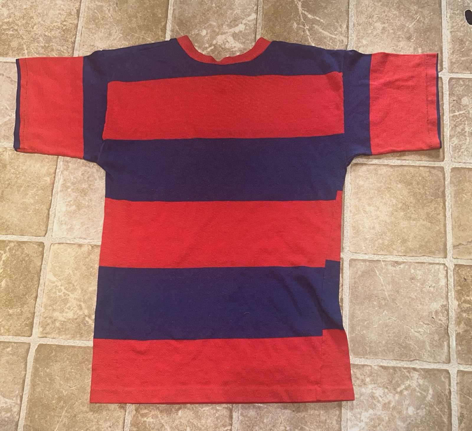 Vintage Early 1970s Blue Red Striped Shirt Box Fit Young Lion Brand Fine Cond