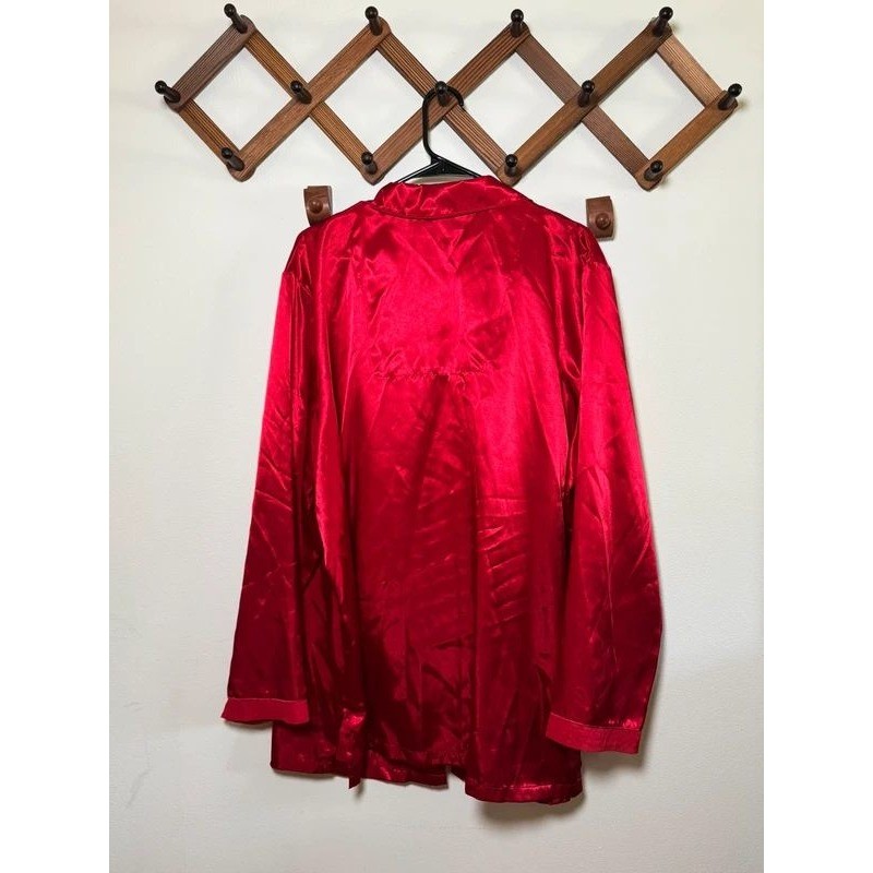 Vintage Quiet Luxury Valerie Stevens Red Satin Sleep Set Plus Size 3X Pajama