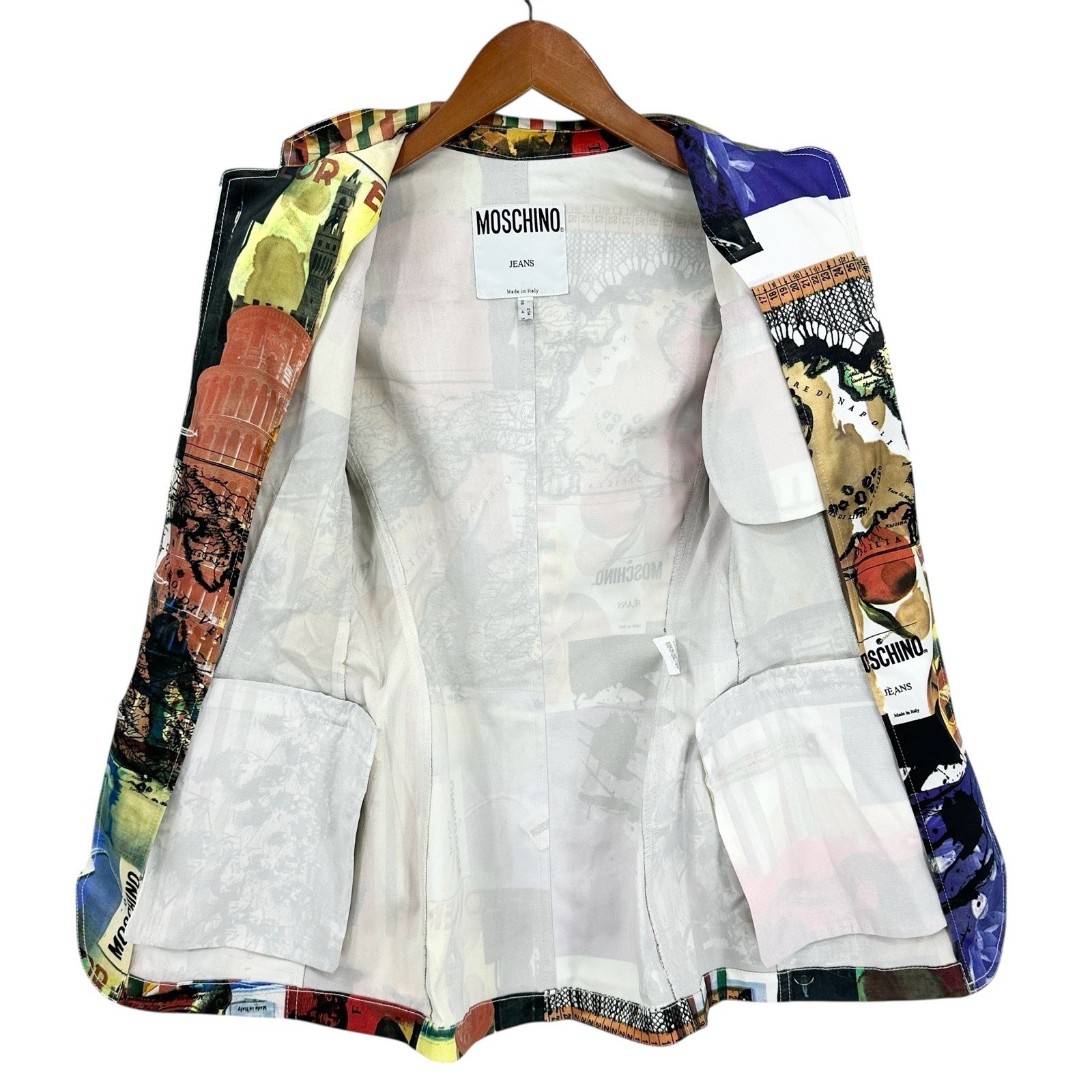 MOSCHINO Blazer Jacket Birth Of Venus Womens 4 Made In Italy Vintage U463