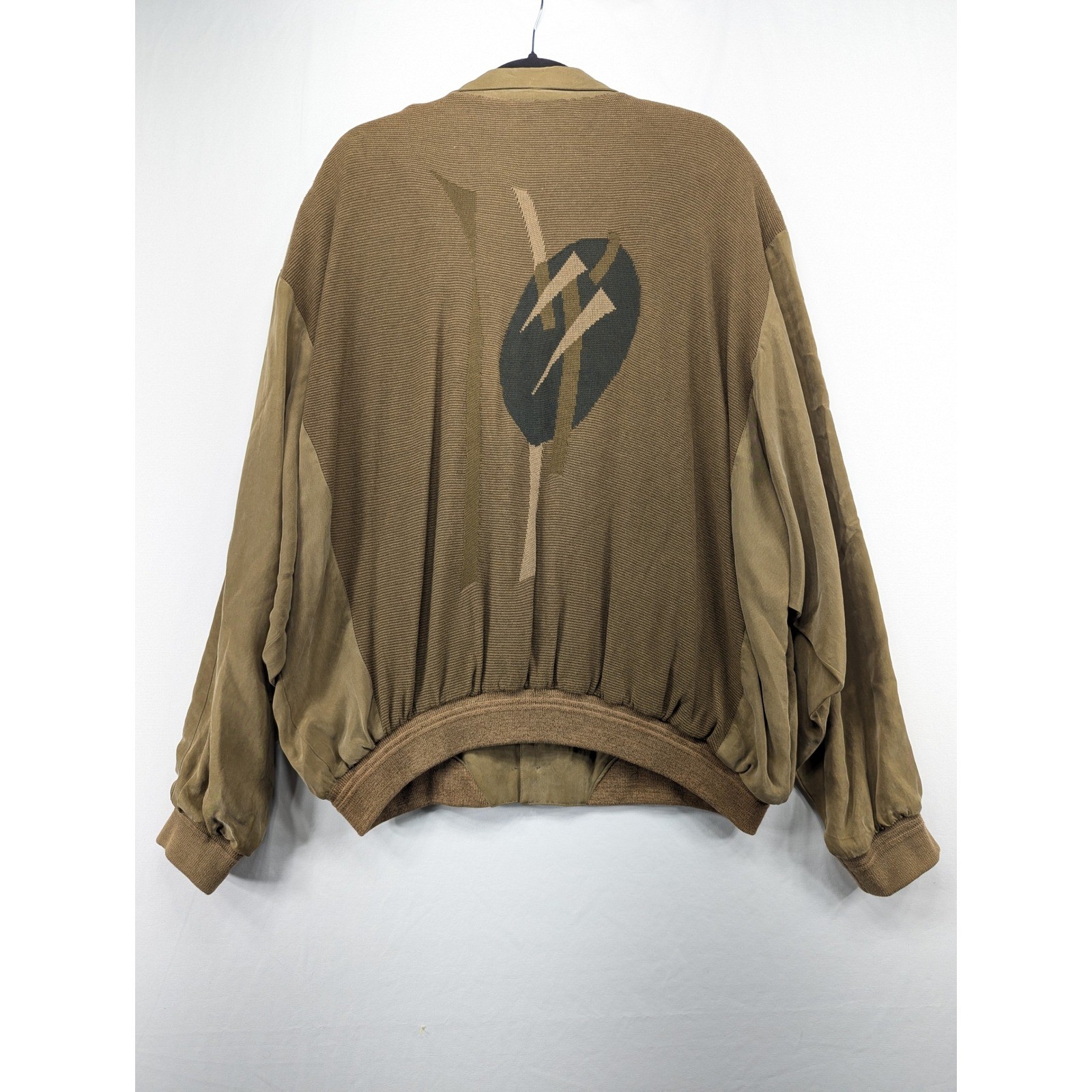 Bugatchi Uomo Michael Jordan Vintage 100% Silk Bomber Jacket Brown 90s XL