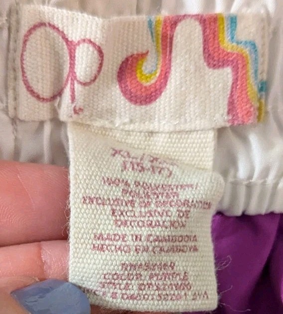 Vintage OP Ocean Pacific Short Shorts Jr Size 15/17 Purple White Elastic Waist