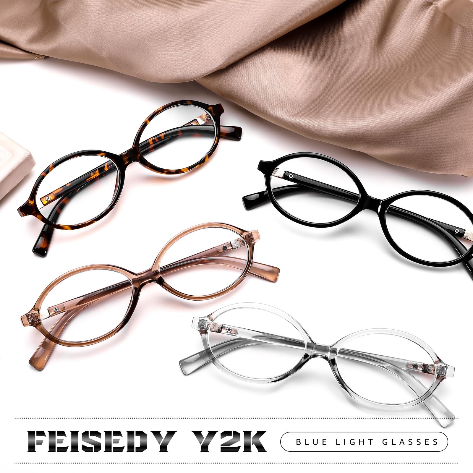 FEISEDY Vintage Oval Glasses for Women Men Retro Tortoise Blue 53MM,