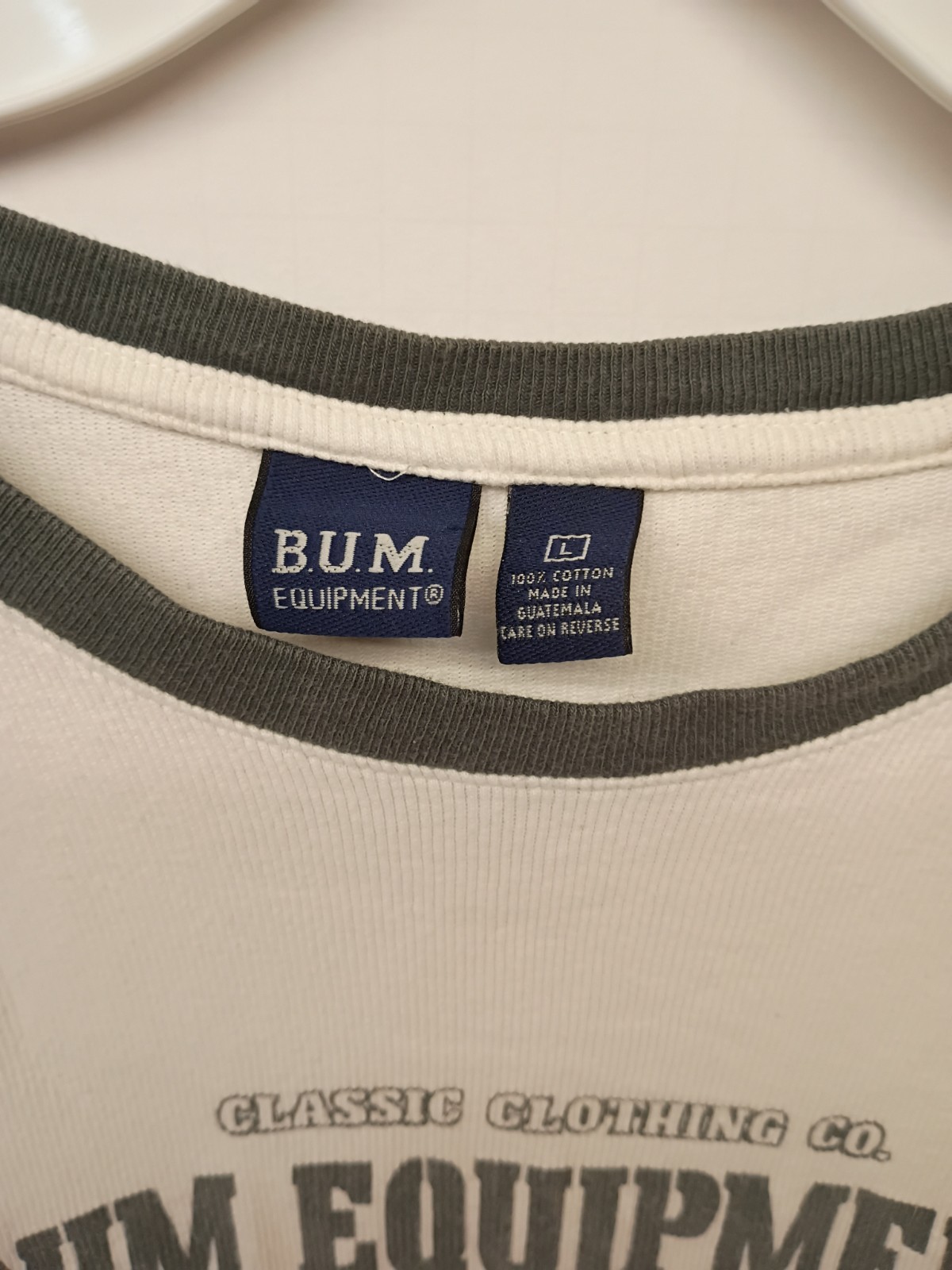 B.U.M. Equipment VTG Men’s Ringer Graphic Logo T-Shirt White/Gray L Cotton