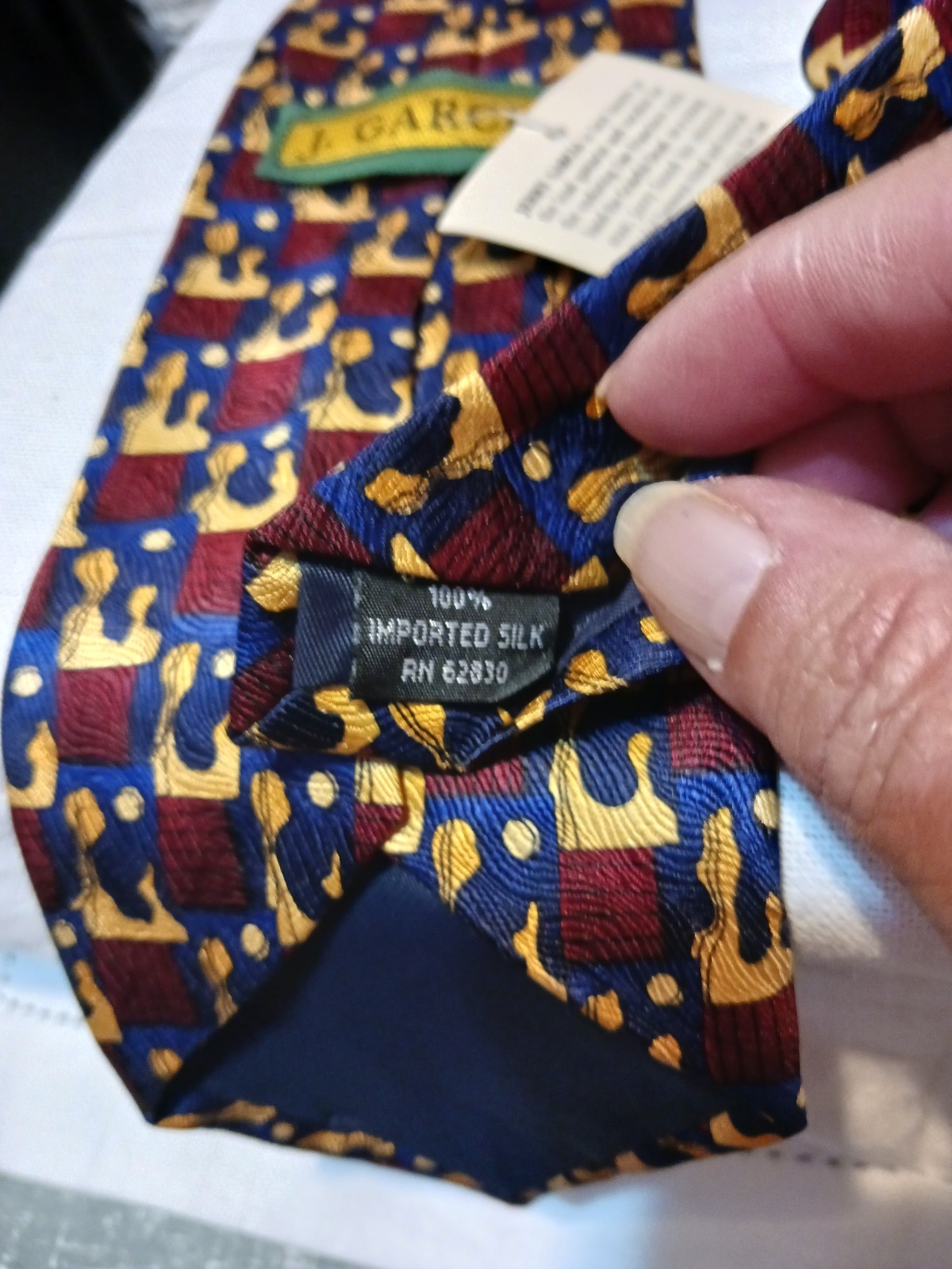 J.GARCIA Men’s Silk Necktie Mexico Abstract Stonehenge Lmtd. Navy Gold NWT