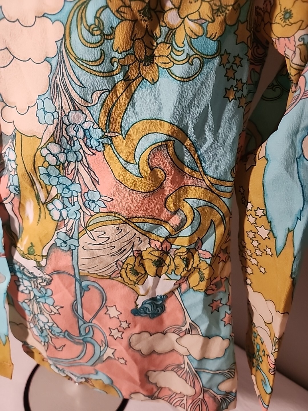 Vintage Women’s Button Up Oriental Style Design Size 34 Made In Korea