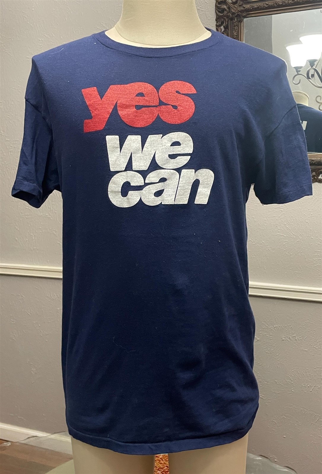 Vintage 70s Yes We Can navy blue T-shirt size M