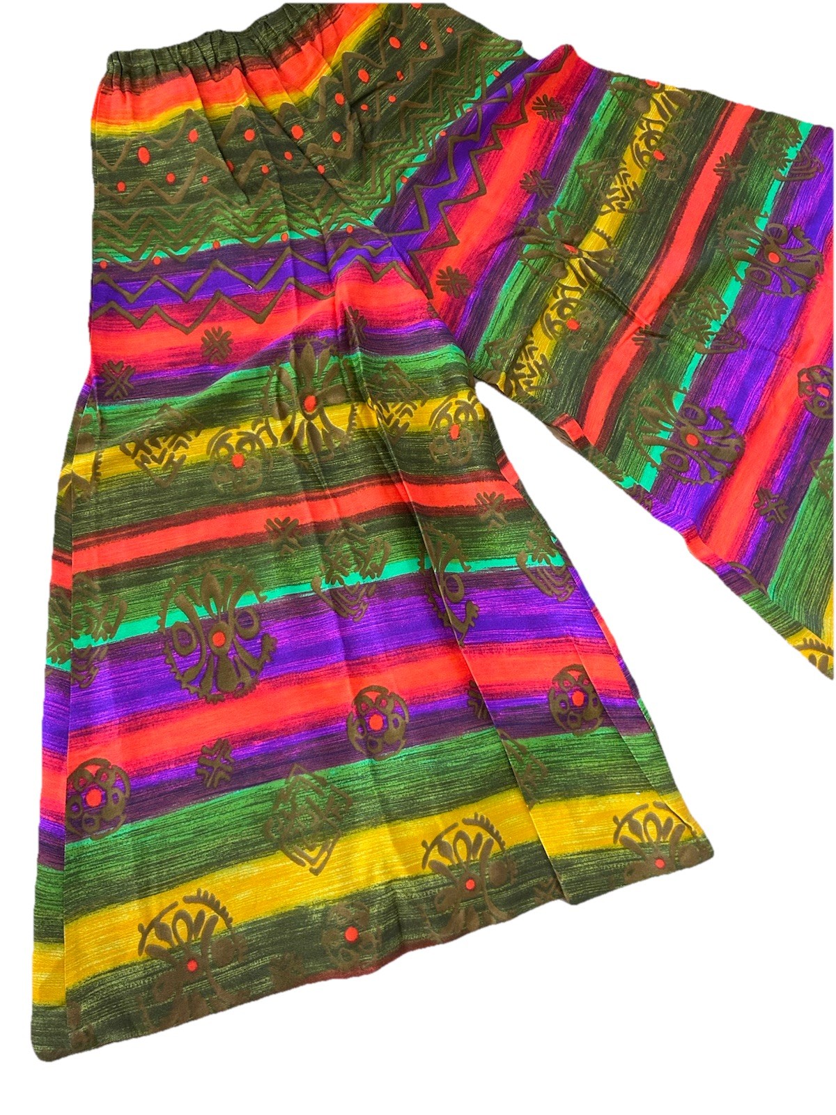 AMAZING Vtg 60s 70s ALICE Of California Wide Pants palazzo Hawaii Barkcloth S/M