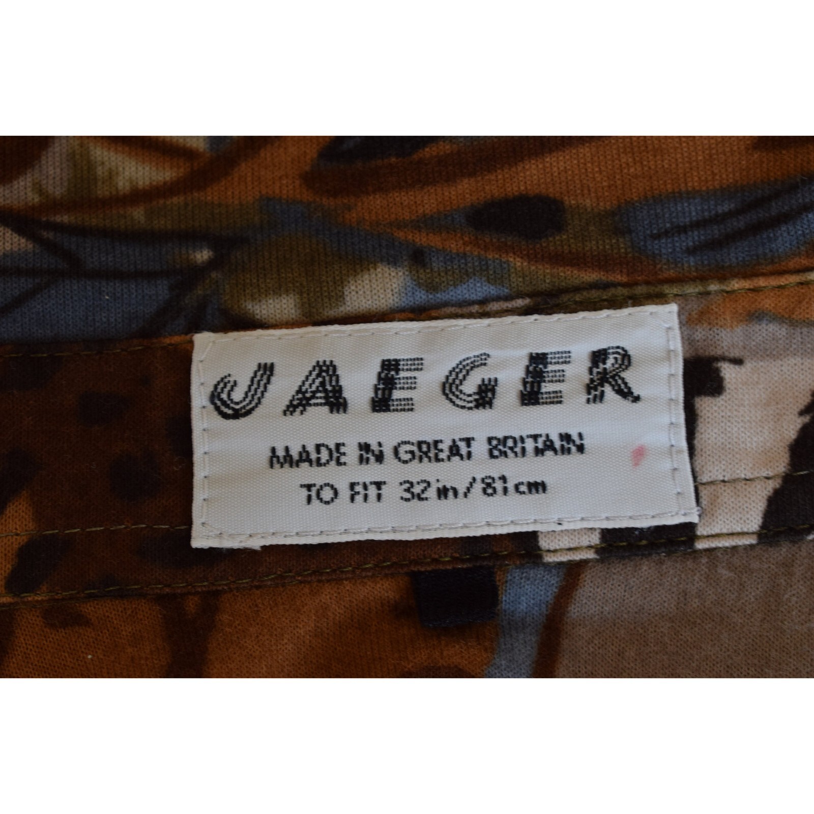 Vintage 70s Jaeger Animal Print Cotton/Baumwolle Long Sleeve Blouse